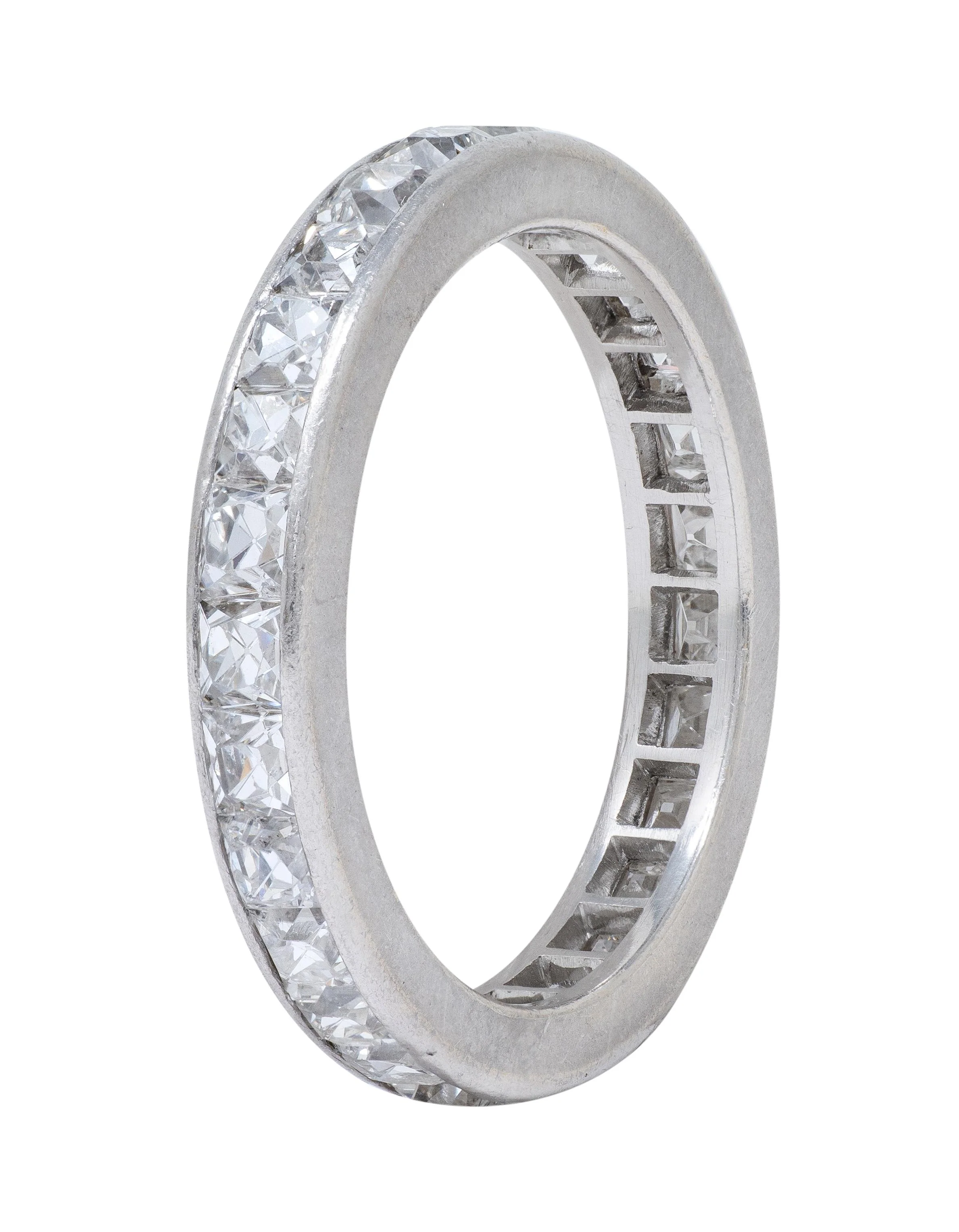 Cartier Art Deco 2.80 CTW French Cut Diamond Platinum Vintage Eternity Wedding Band Ring - Image 3