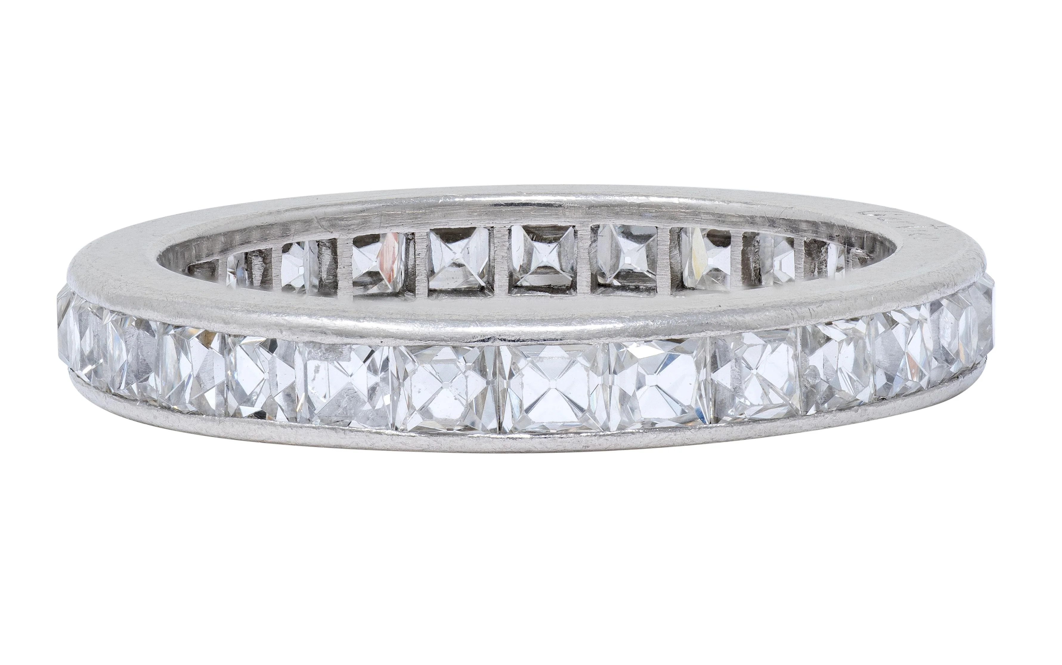 Cartier Art Deco 2.80 CTW French Cut Diamond Platinum Vintage Eternity Wedding Band Ring - Image 4