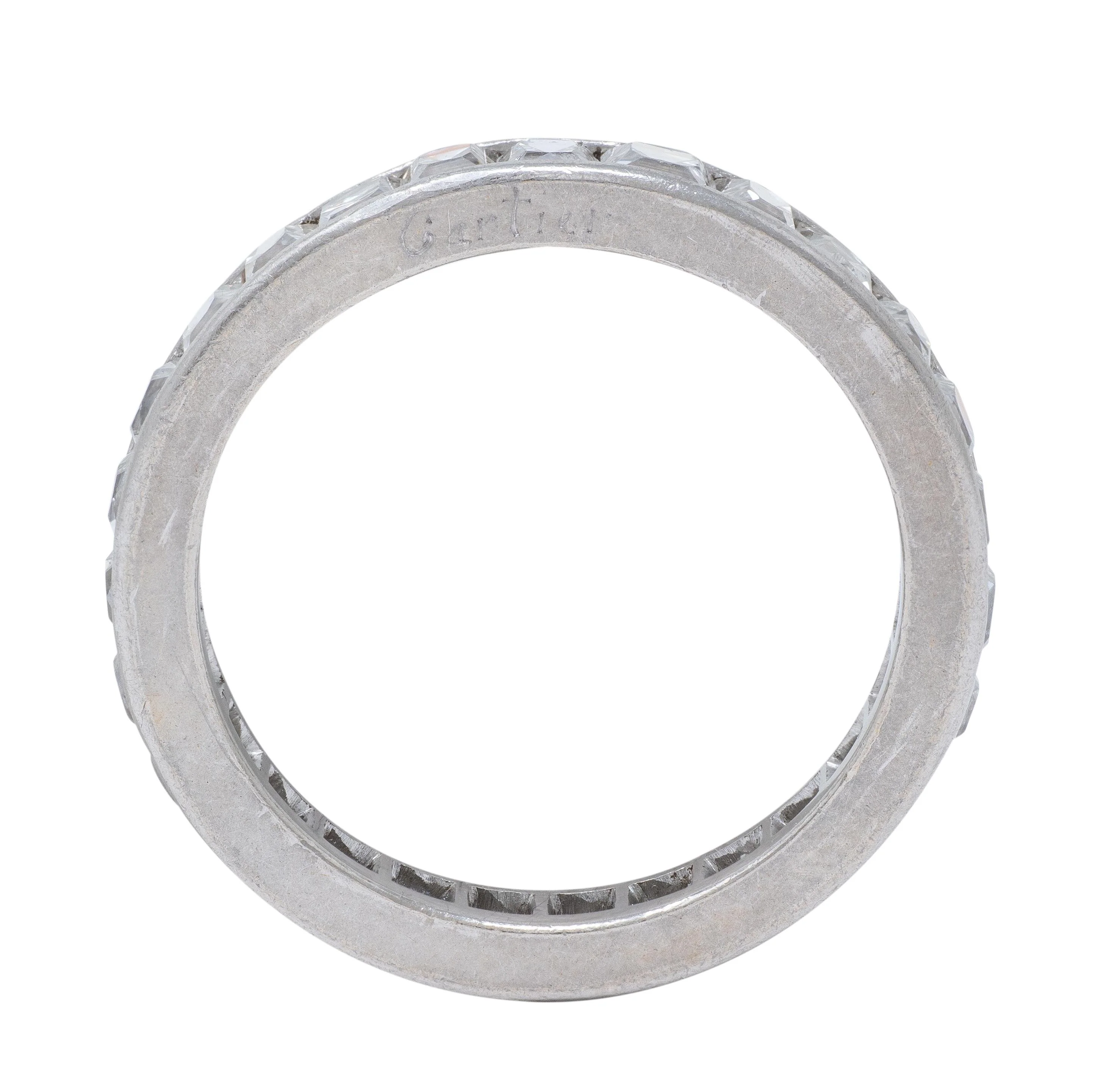 Cartier Art Deco 2.80 CTW French Cut Diamond Platinum Vintage Eternity Wedding Band Ring - Image 6
