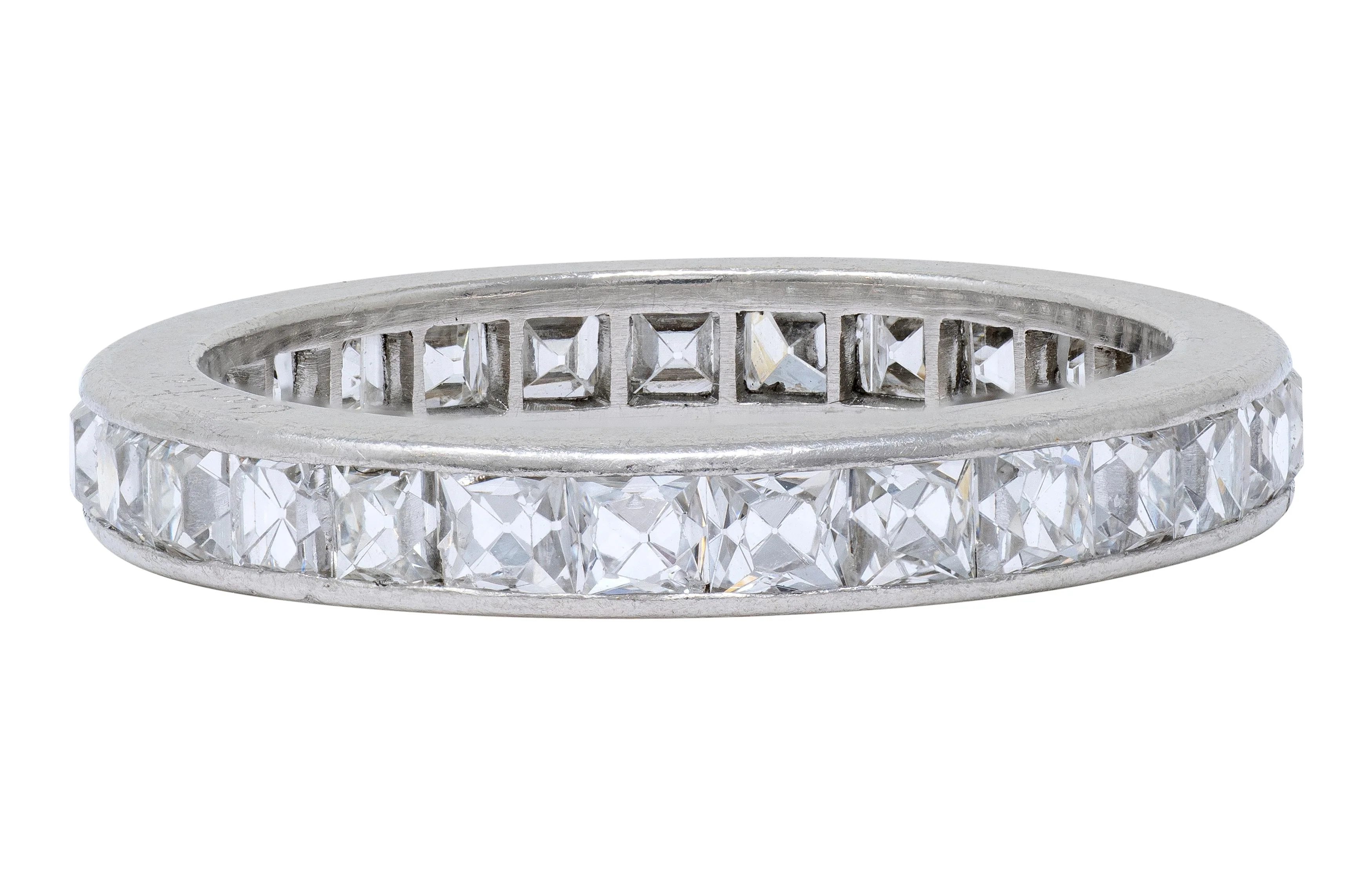 Cartier Art Deco 2.80 CTW French Cut Diamond Platinum Vintage Eternity Wedding Band Ring - Image 7
