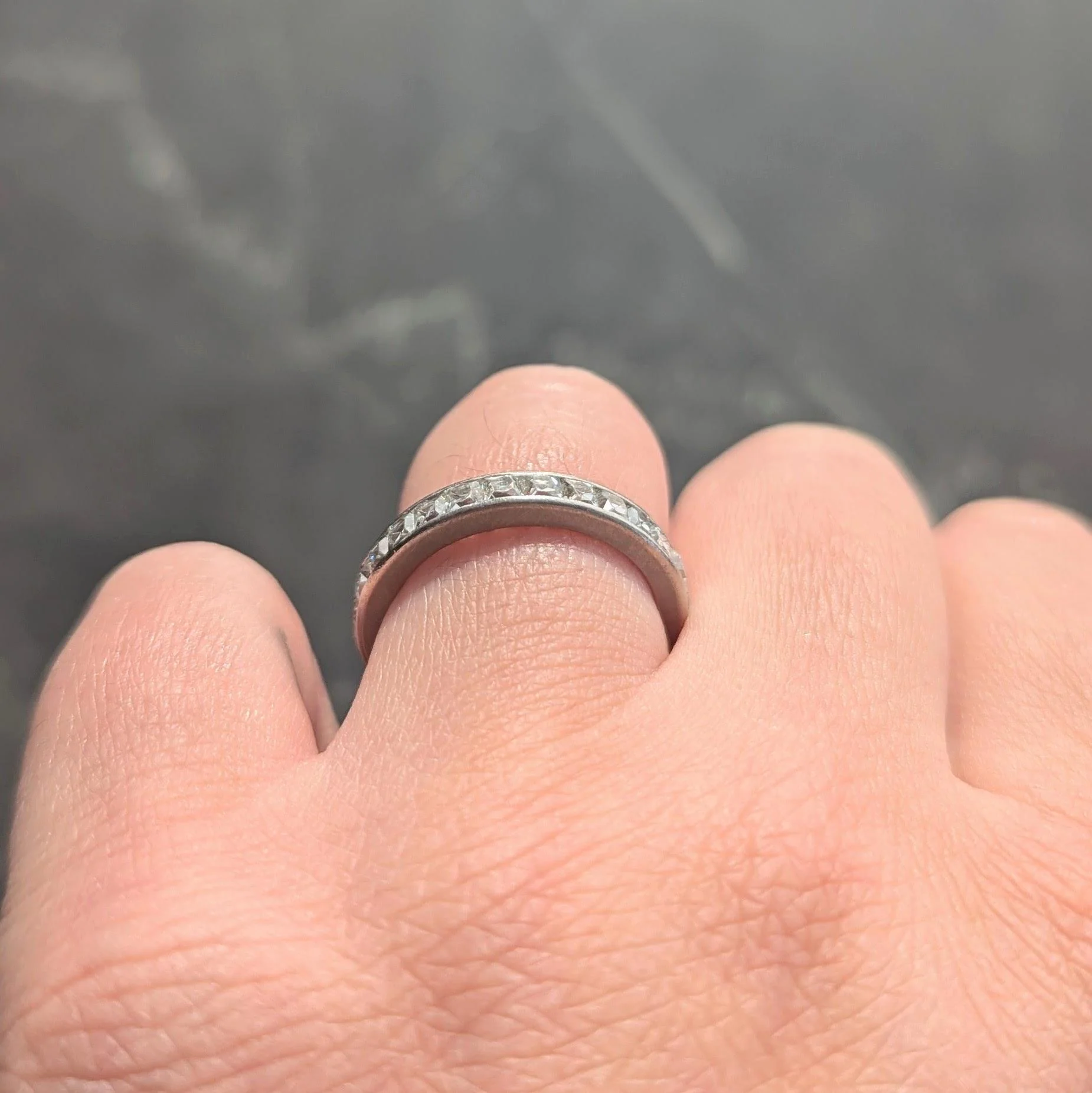 Cartier Art Deco 2.80 CTW French Cut Diamond Platinum Vintage Eternity Wedding Band Ring - Image 8