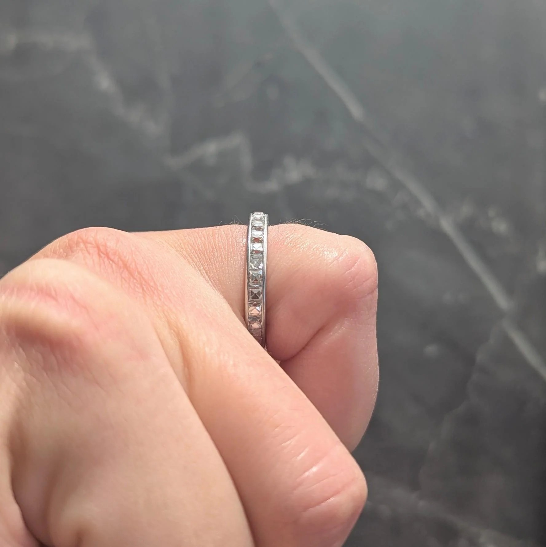 Cartier Art Deco 2.80 CTW French Cut Diamond Platinum Vintage Eternity Wedding Band Ring - Image 9