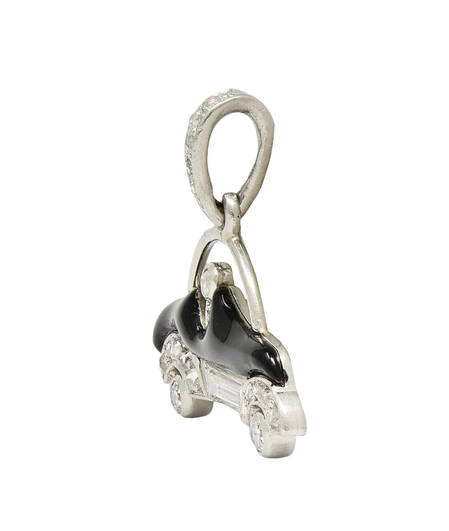 Cartier Art Deco Diamond Enamel Platinum Antique Car Automobile Charm - Image 2