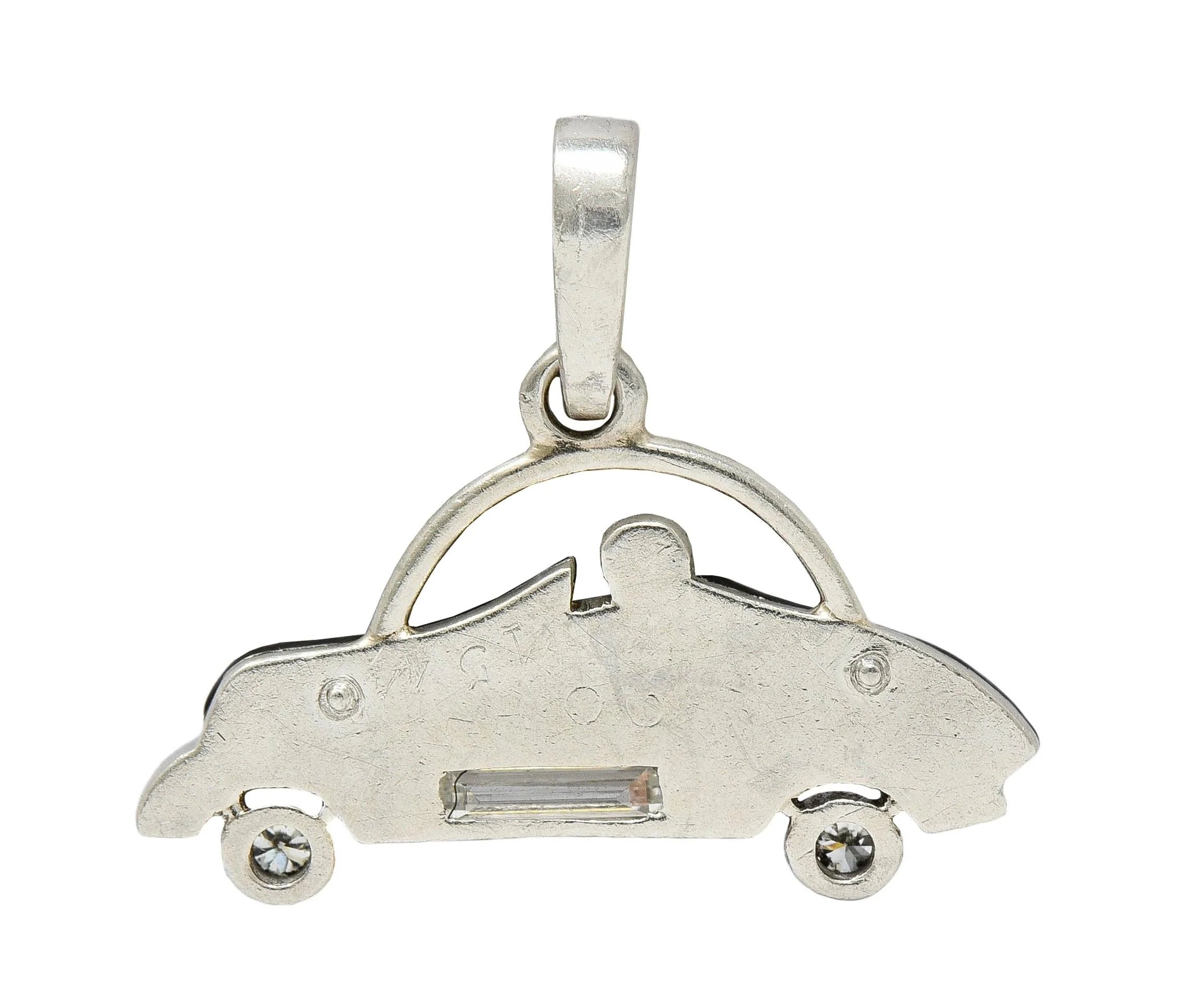 Cartier Art Deco Diamond Enamel Platinum Antique Car Automobile Charm - Image 3