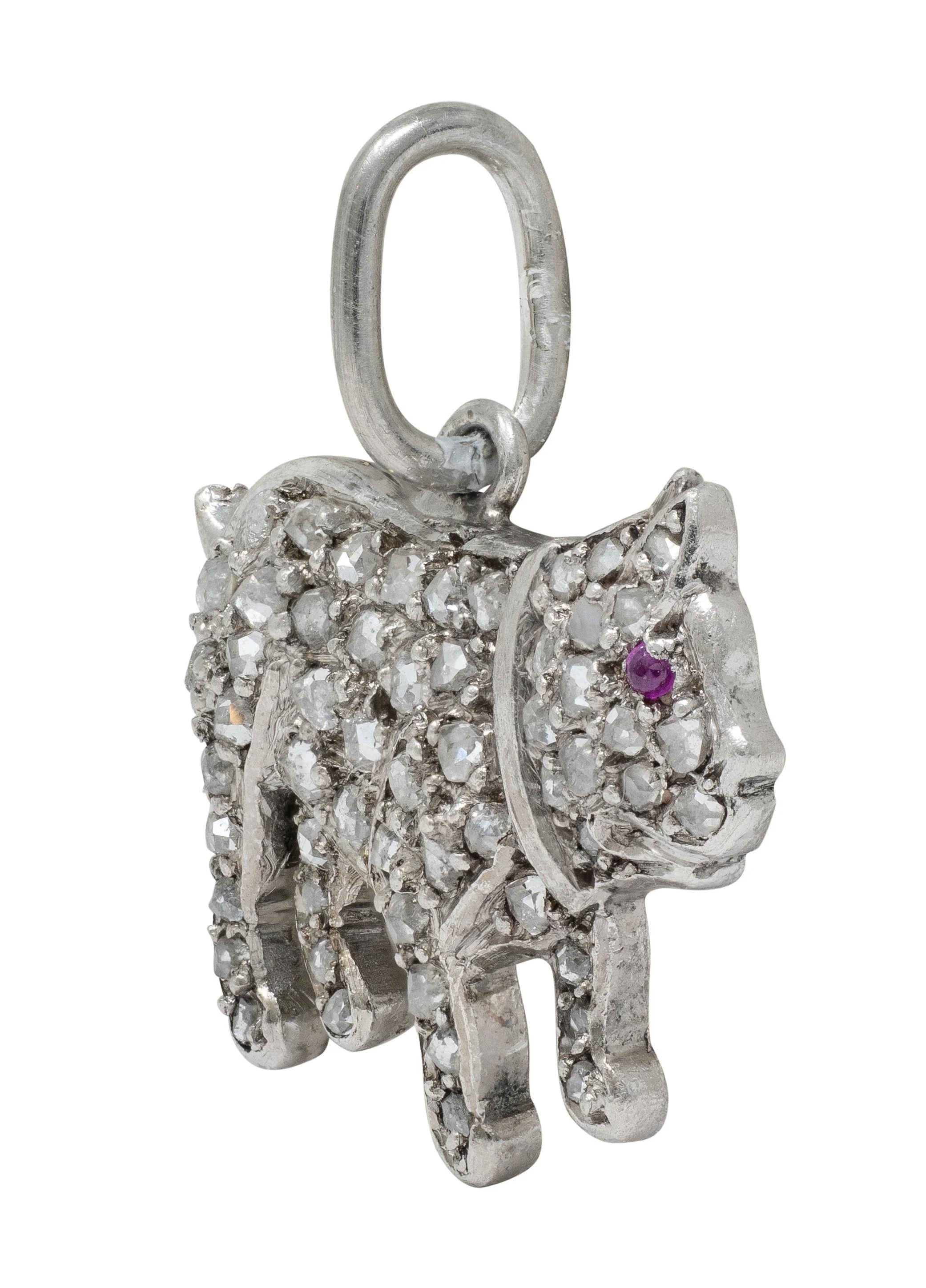 Cartier Art Deco Diamond Ruby Platinum Vintage French Bulldog Dog Charm - Image 2