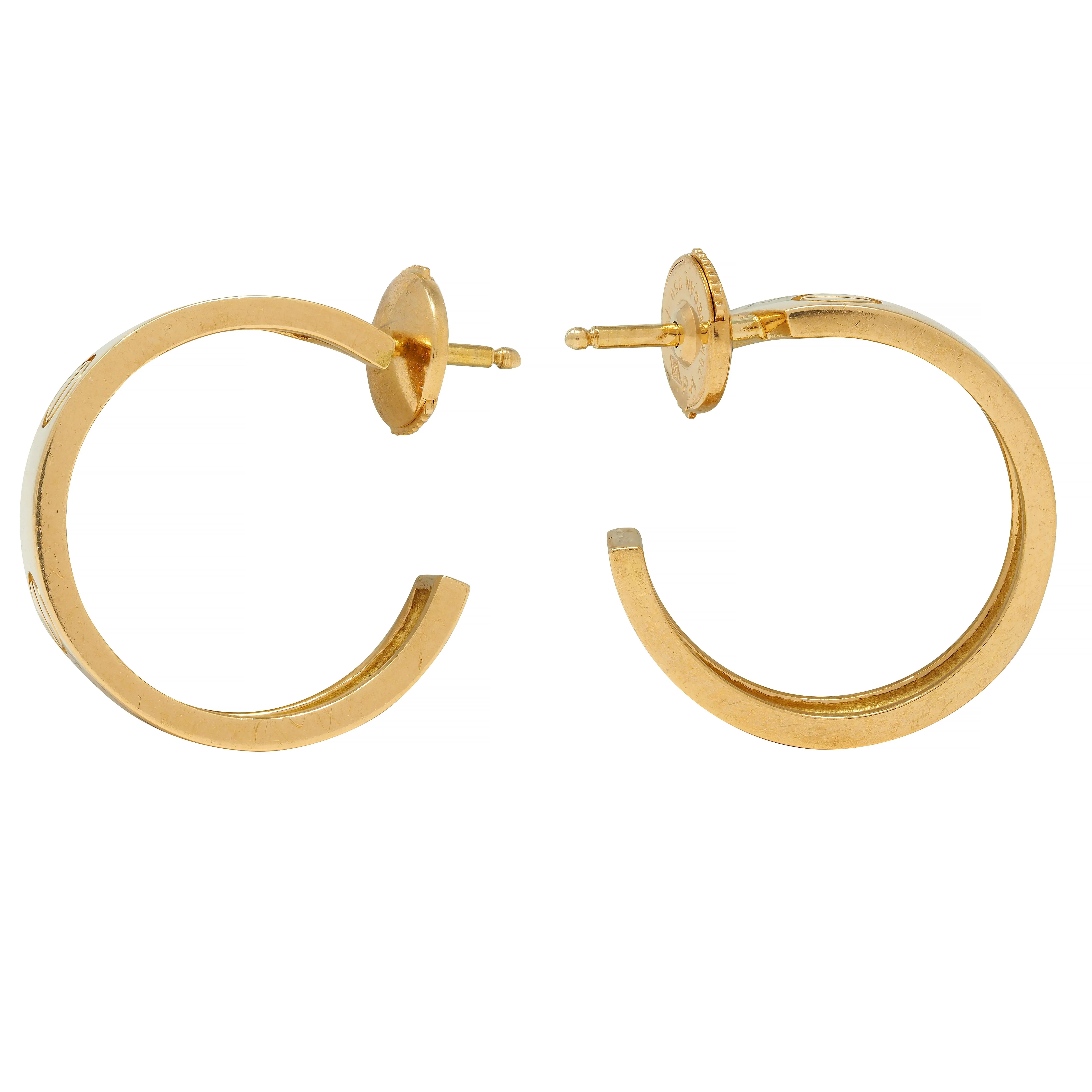 Cartier Contemporary 18 Karat Yellow Gold Love Hoop Earrings - Image 2