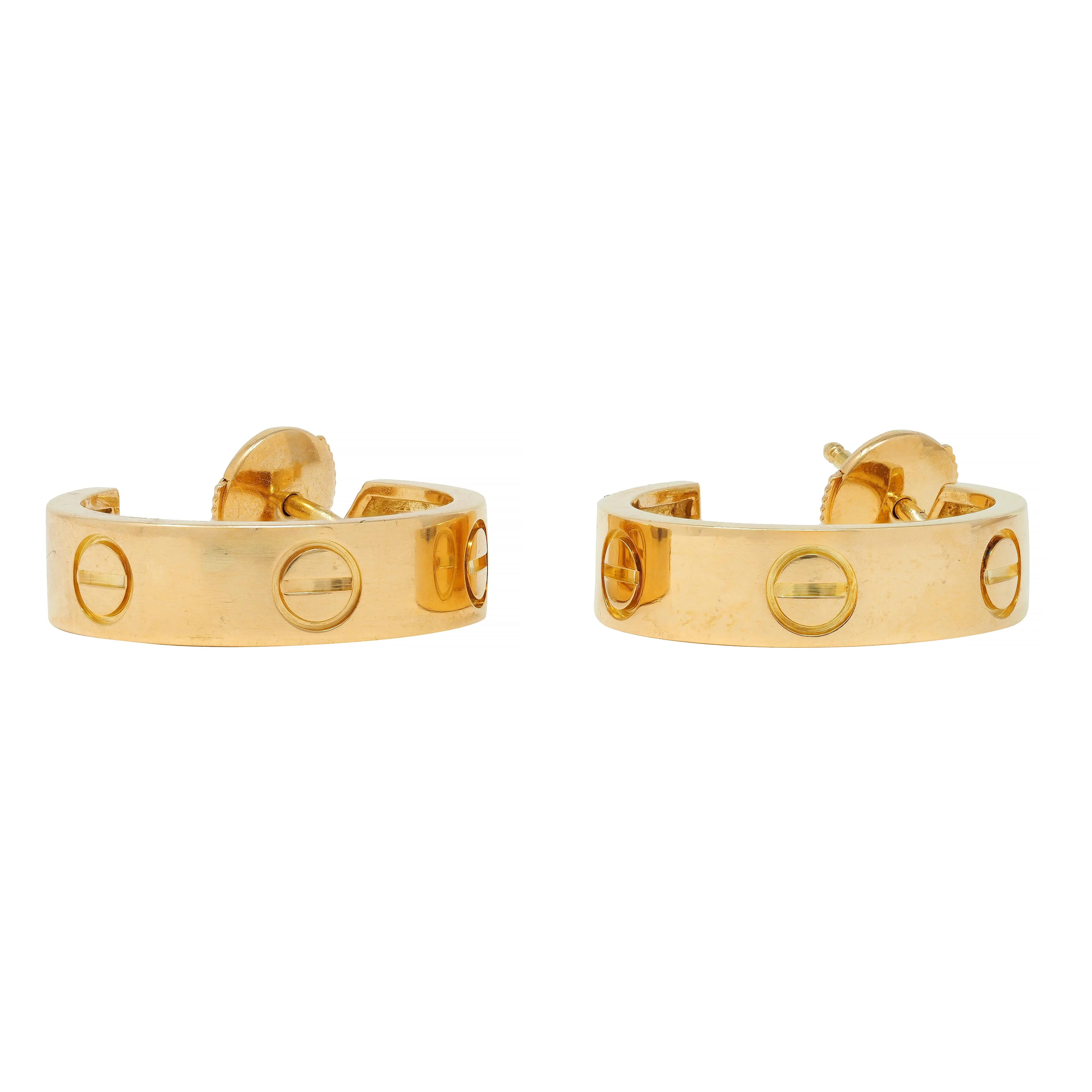 Cartier Contemporary 18 Karat Yellow Gold Love Hoop Earrings - Image 7