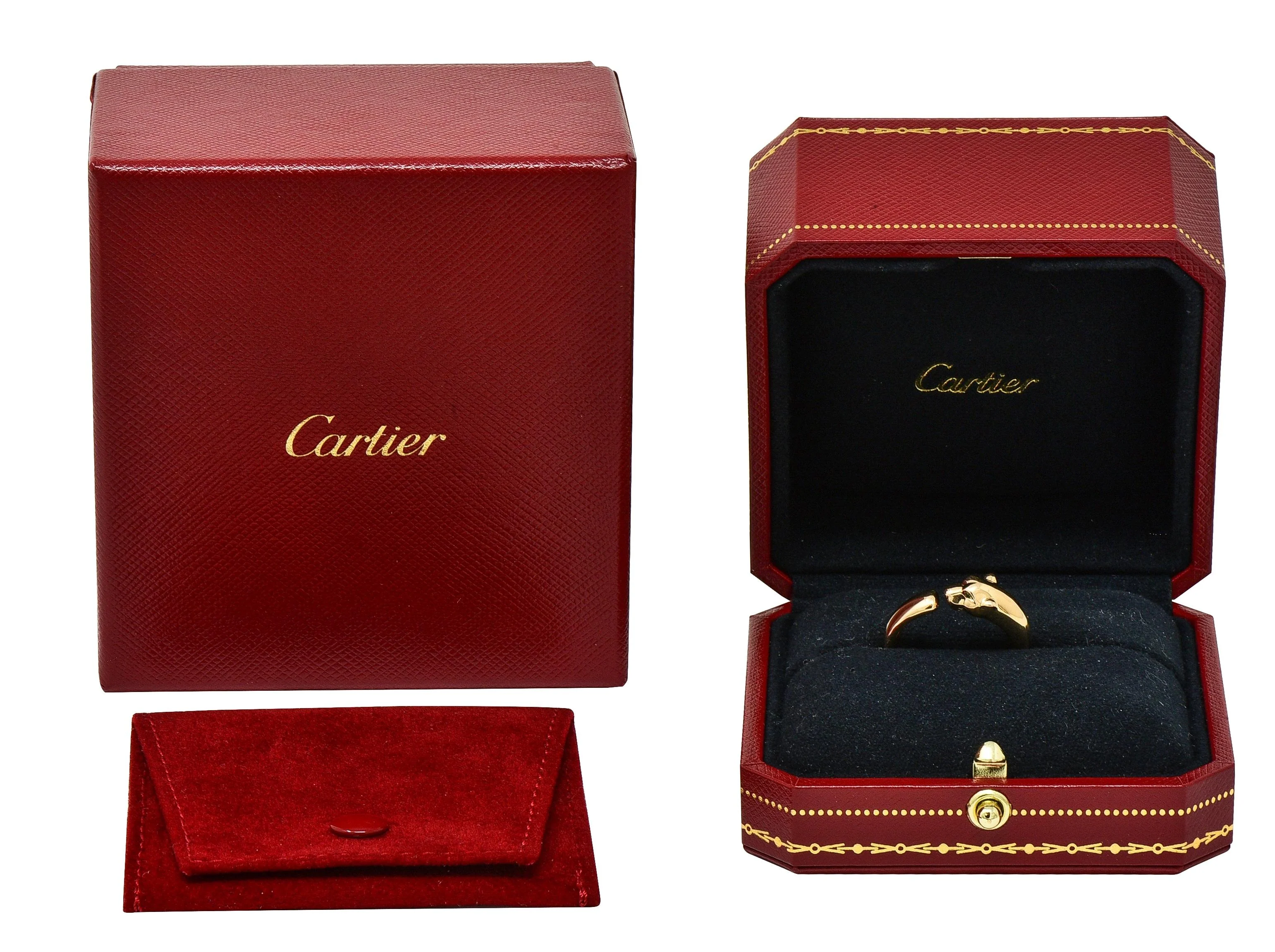 Cartier Contemporary Onyx Tsavorite Garnet 18 Karat Rose Gold Pantheré de Cartier Cuff Ring - Image 2