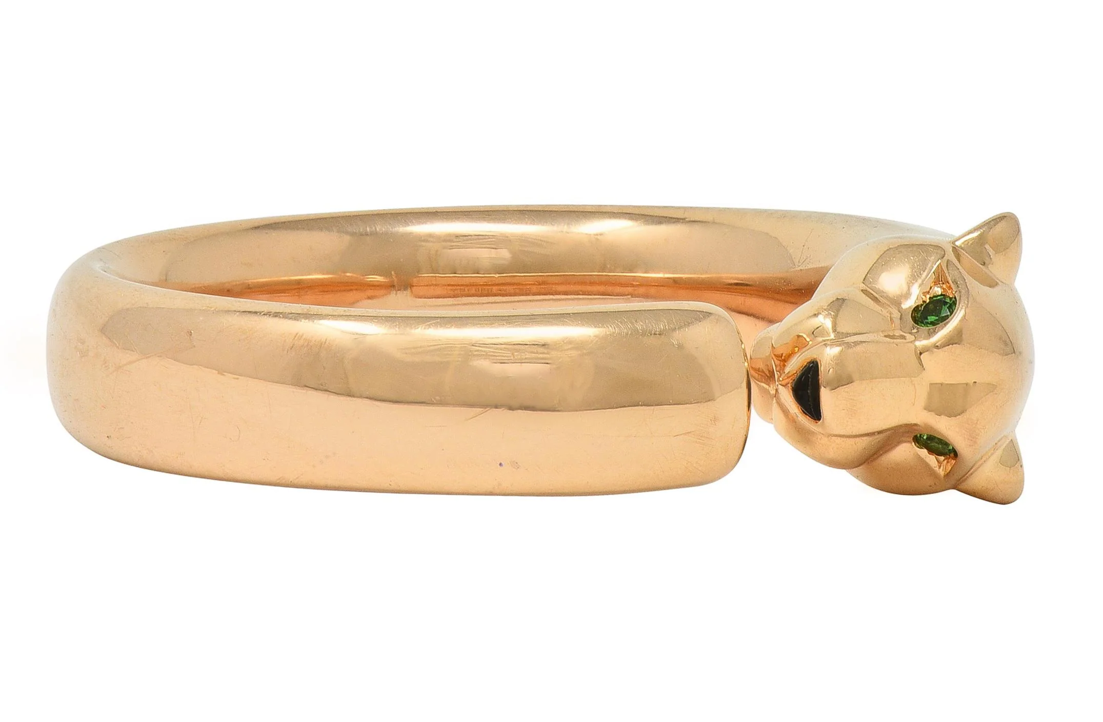 Cartier Contemporary Onyx Tsavorite Garnet 18 Karat Rose Gold Pantheré de Cartier Cuff Ring - Image 4