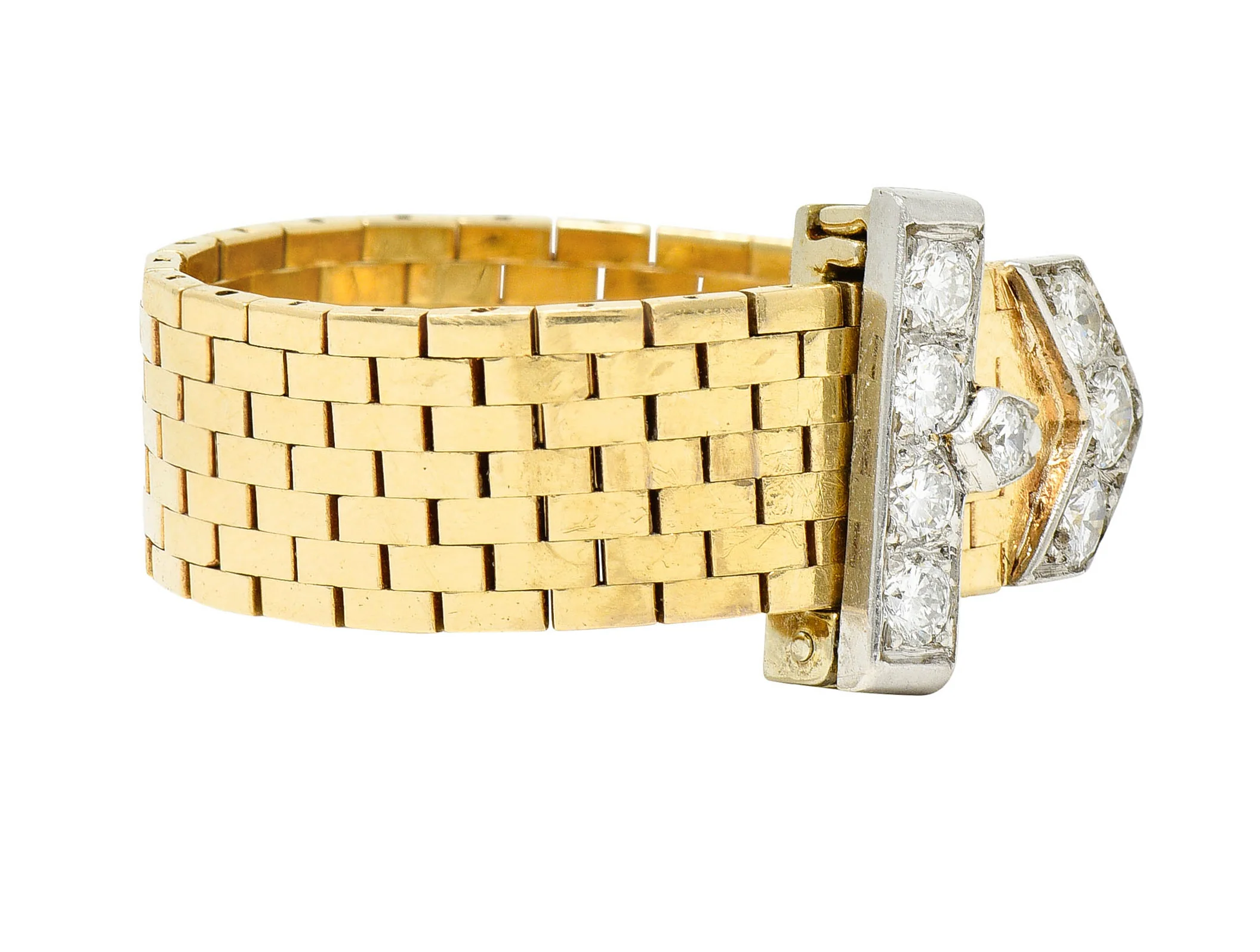 Cartier Diamond 14 Karat Two-Tone Gold Buckle Ring - Image 2