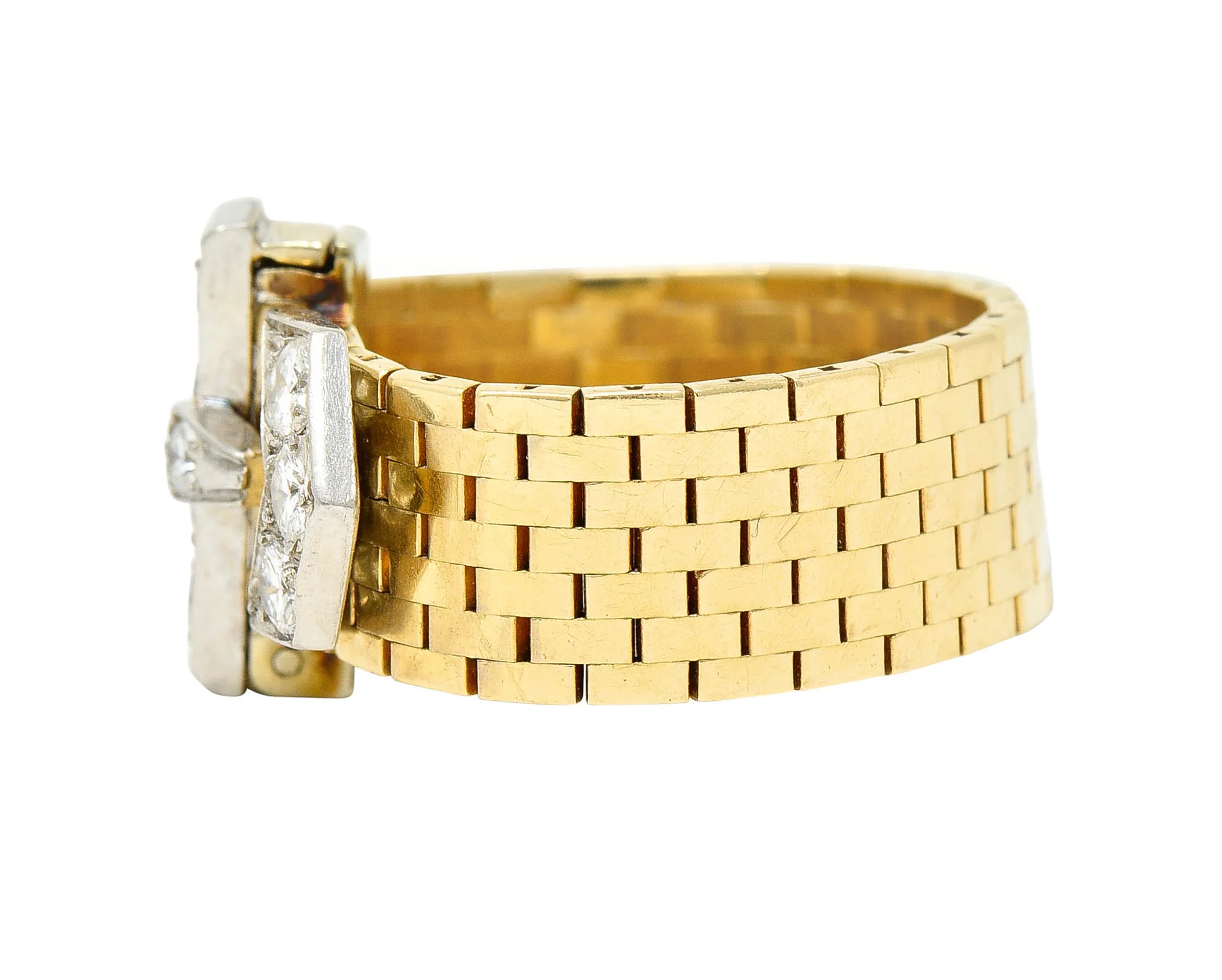Cartier Diamond 14 Karat Two-Tone Gold Buckle Ring - Image 5