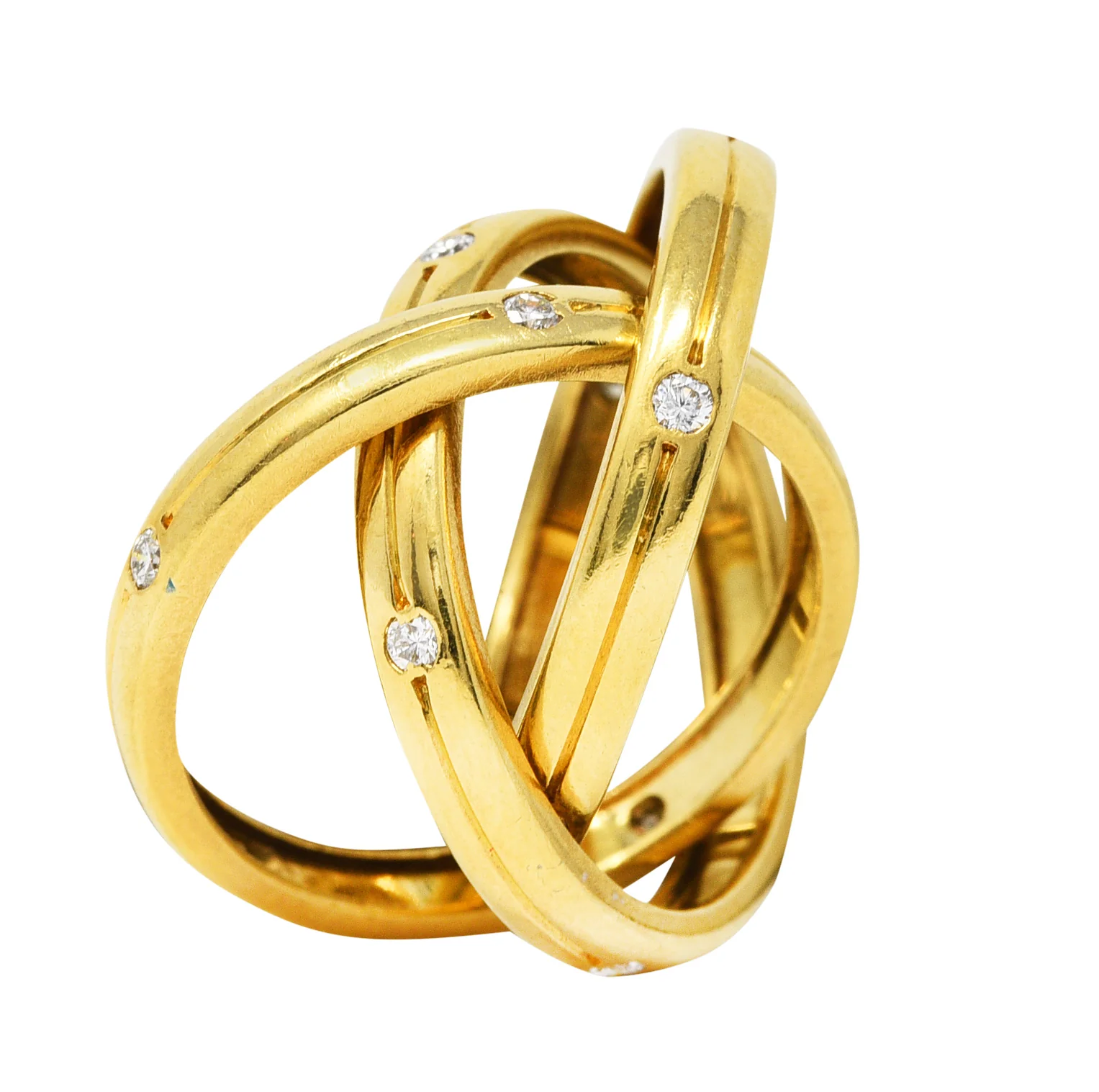 Cartier Diamond 18 Karat Gold Unisex Trinity Rolling Ring - Image 2