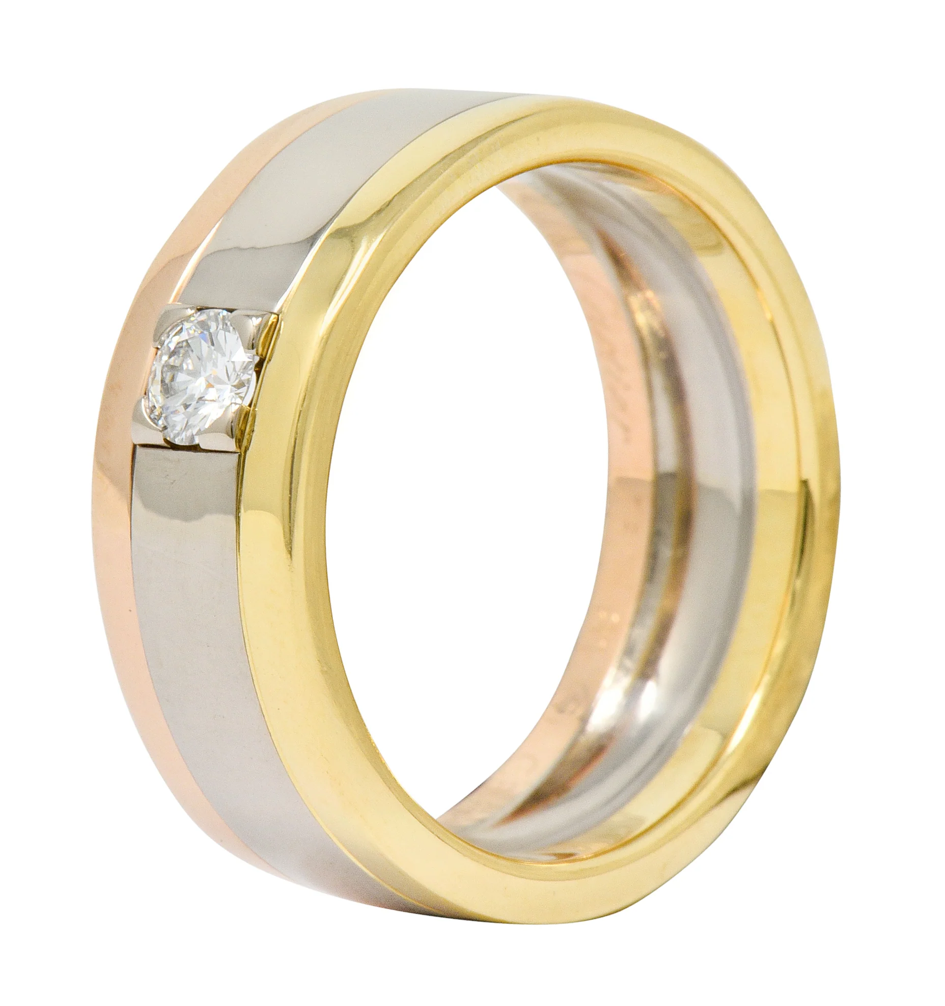 Cartier Diamond 18 Karat Tri-Gold Trinity Unisex Band Ring - Image 12