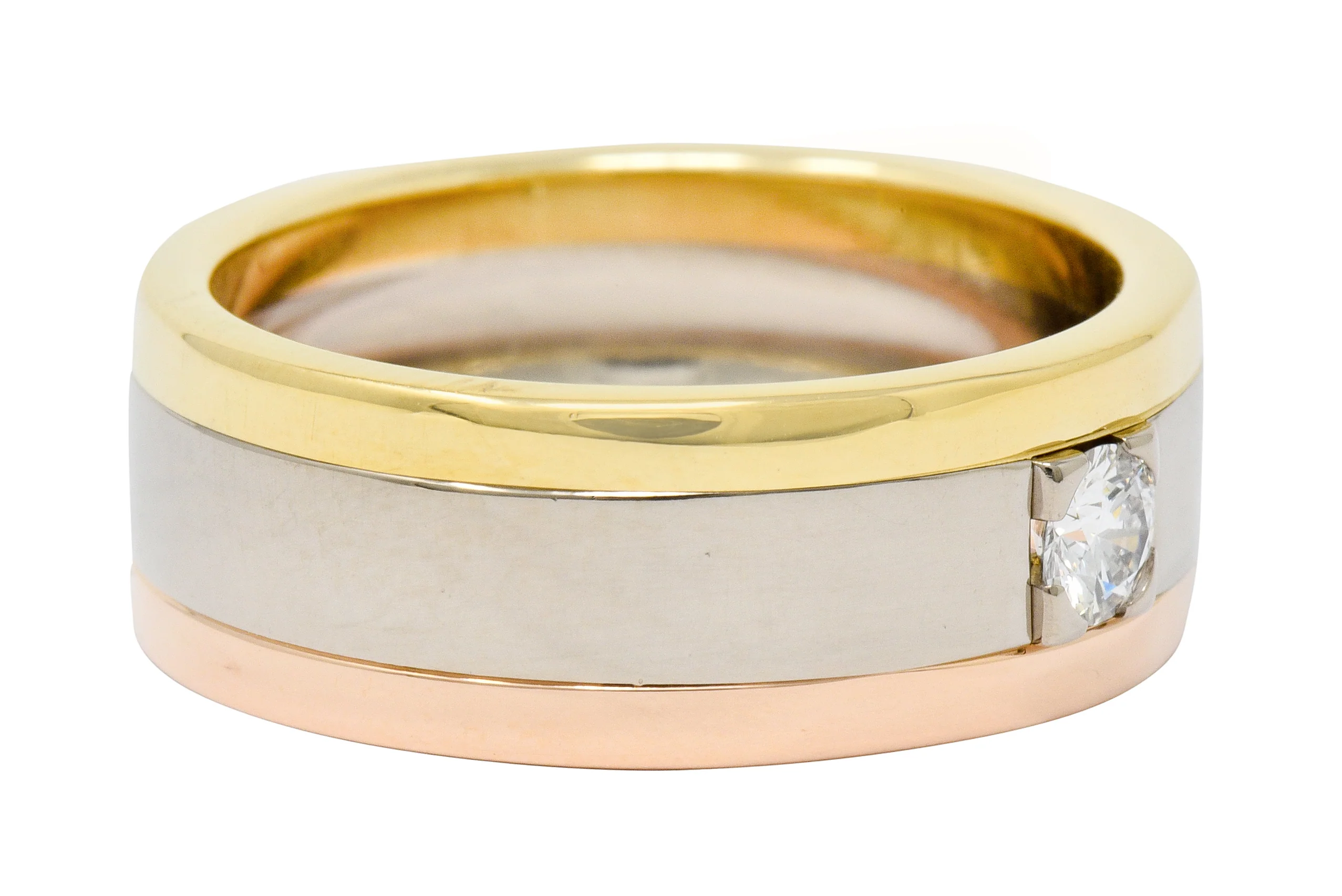 Cartier Diamond 18 Karat Tri-Gold Trinity Unisex Band Ring - Image 2