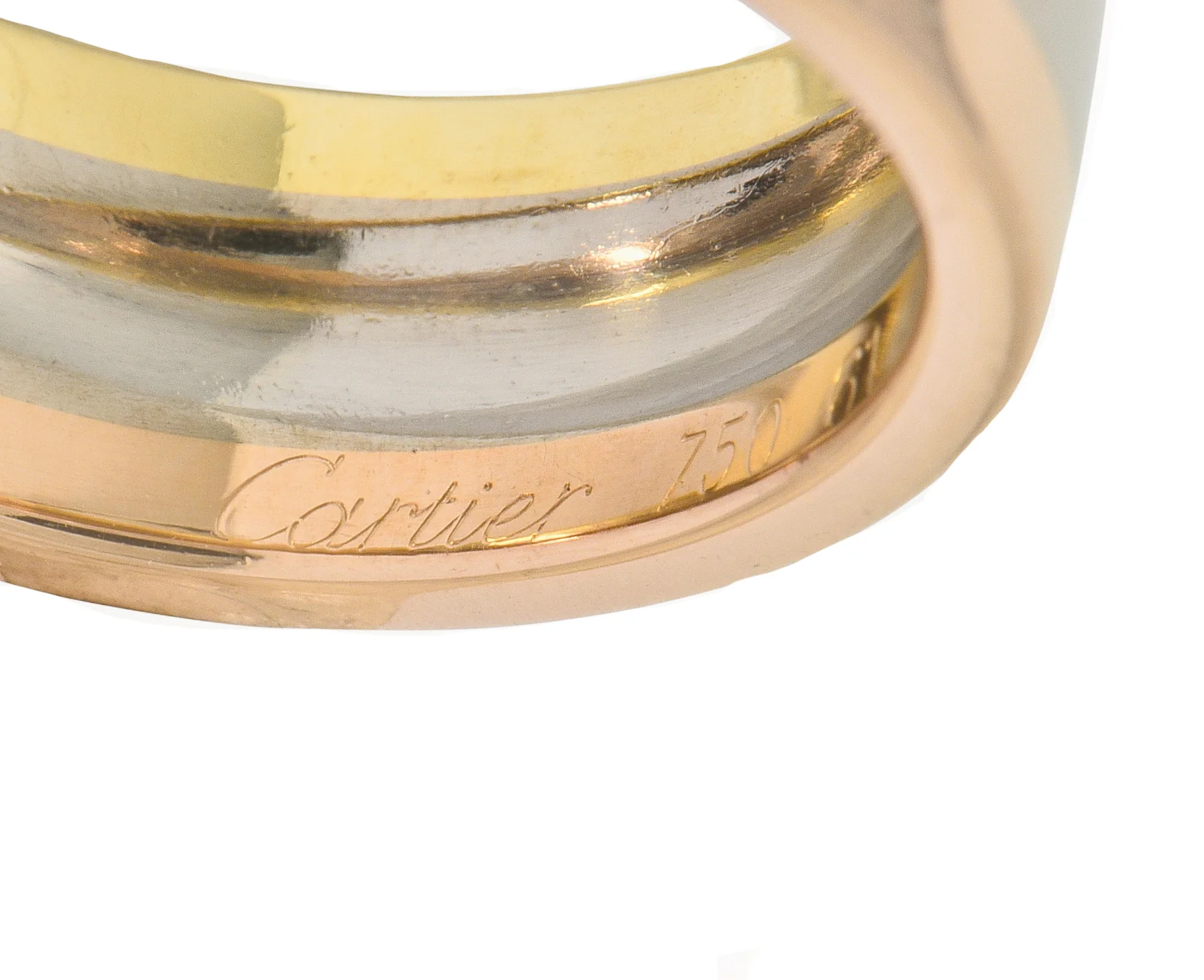 Cartier Diamond 18 Karat Tri-Gold Trinity Unisex Band Ring - Image 7