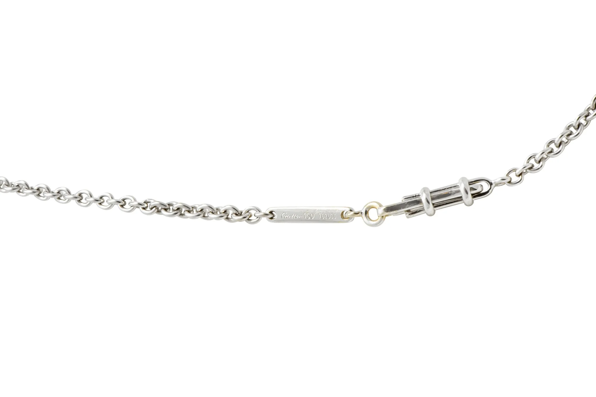 Cartier Diamond 18 Karat White Gold Contemporary French Solitaire Necklace - Image 6