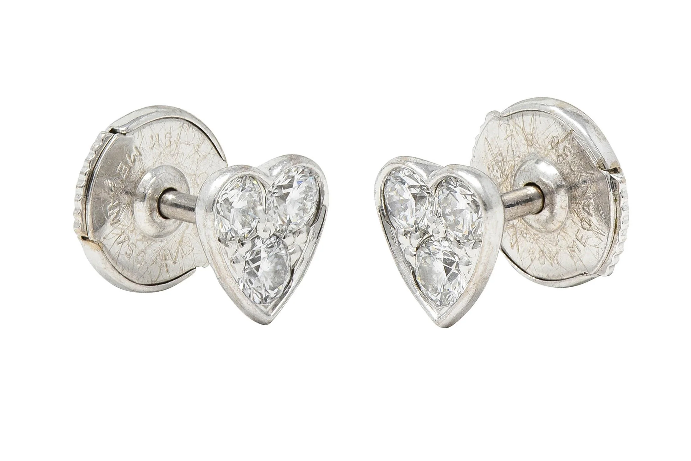 Cartier Diamond 18 Karat White Gold Contemporary Heart Love Stud Earrings - Image 5