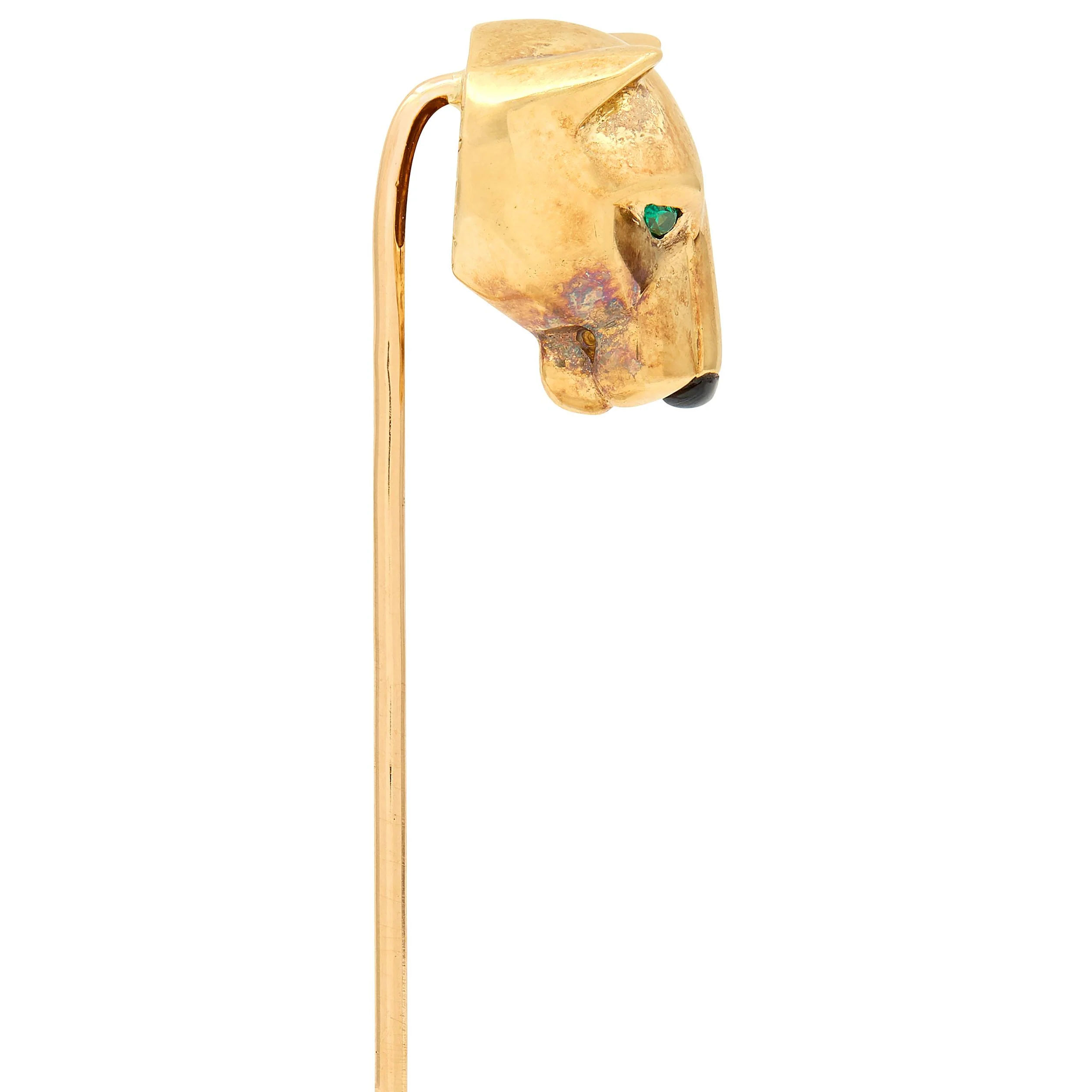 Cartier Emerald Onyx 18 Karat Yellow Gold Panther Stickpin - Image 4