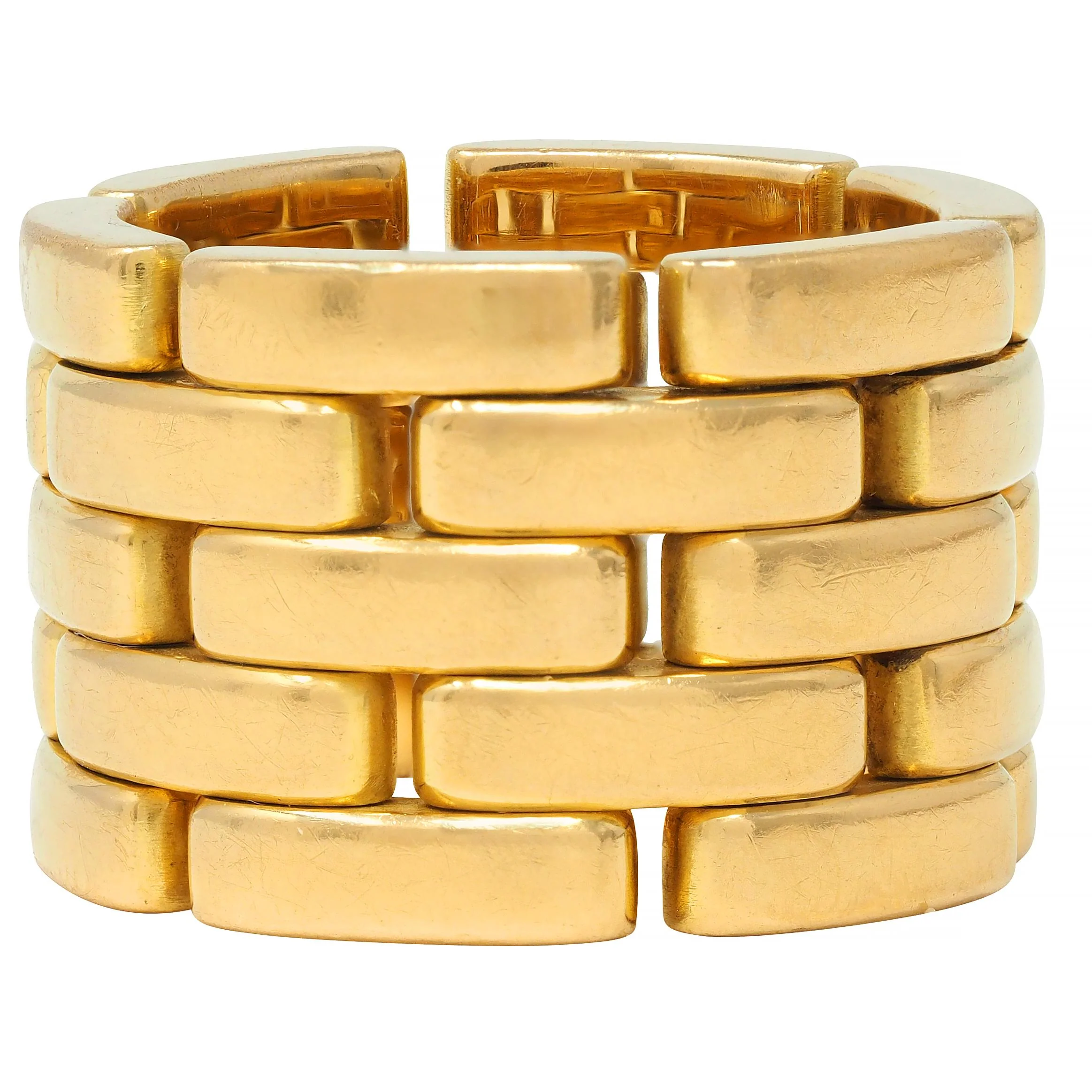 Cartier France 18 Karat Yellow Gold Wide Maillon Panthére Unisex 54 Band Ring - Image 4