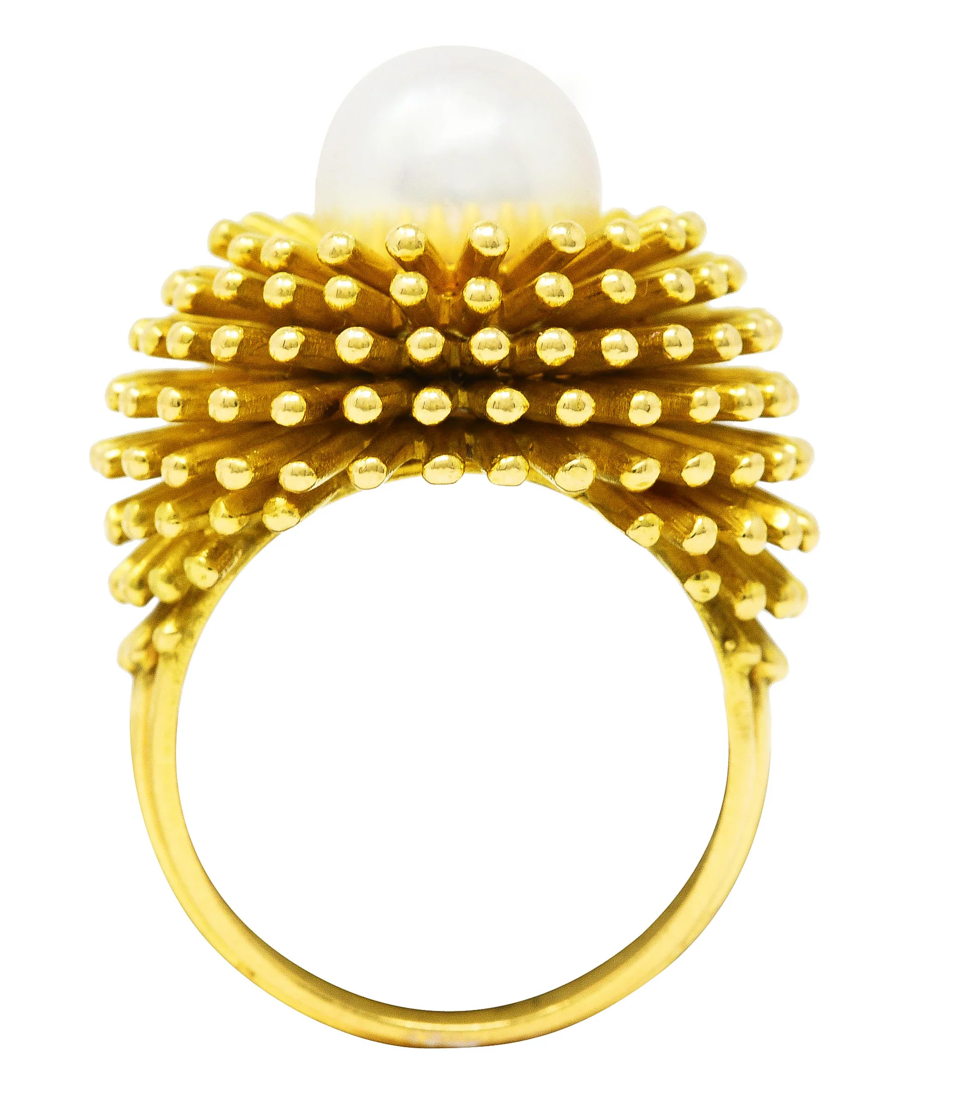 Cartier France 1960's Pearl 18 Karat Yellow Gold Organic Burst Vintage Ring
