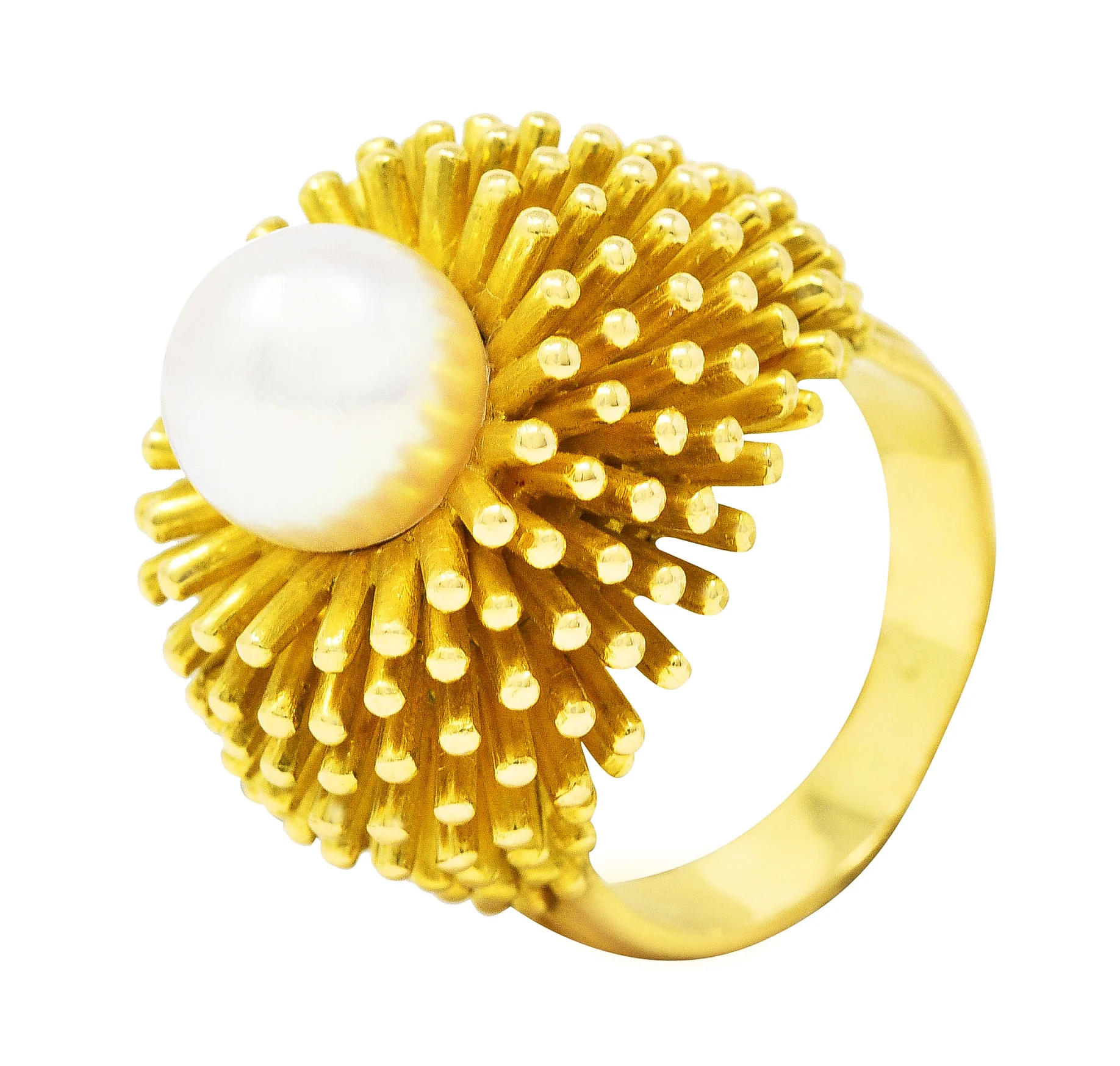 Cartier France 1960's Pearl 18 Karat Yellow Gold Organic Burst Vintage Ring - Image 10