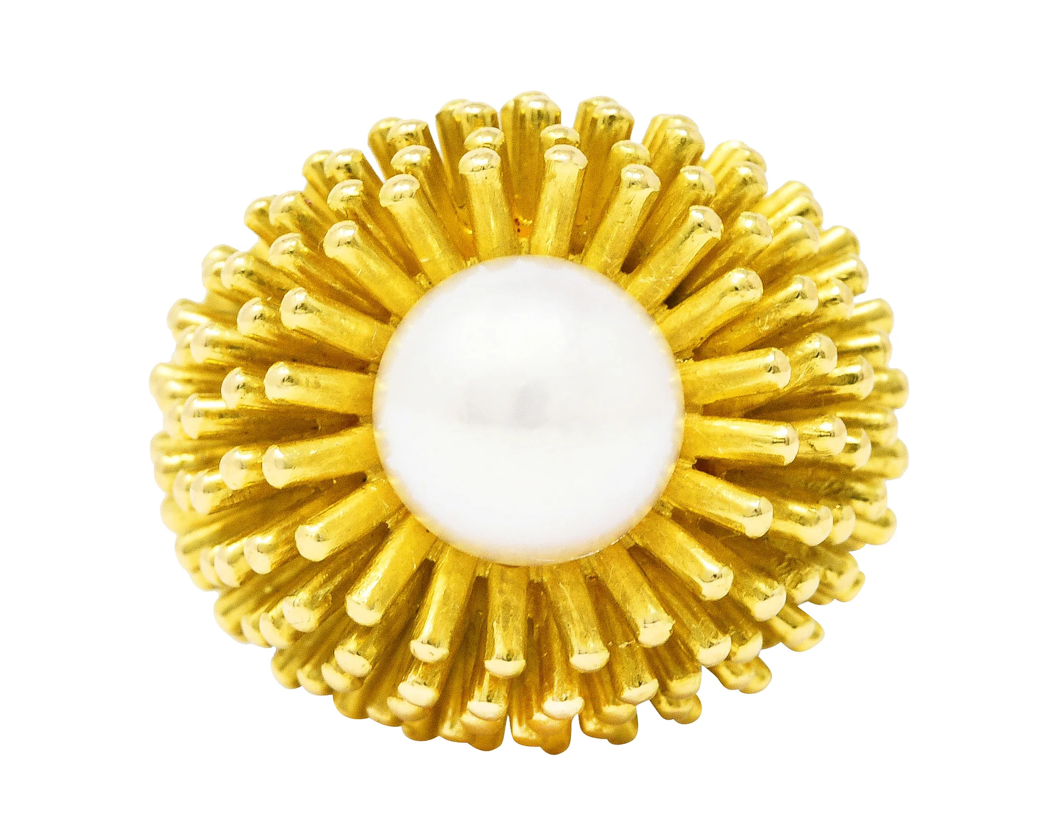 Cartier France 1960's Pearl 18 Karat Yellow Gold Organic Burst Vintage Ring - Image 2