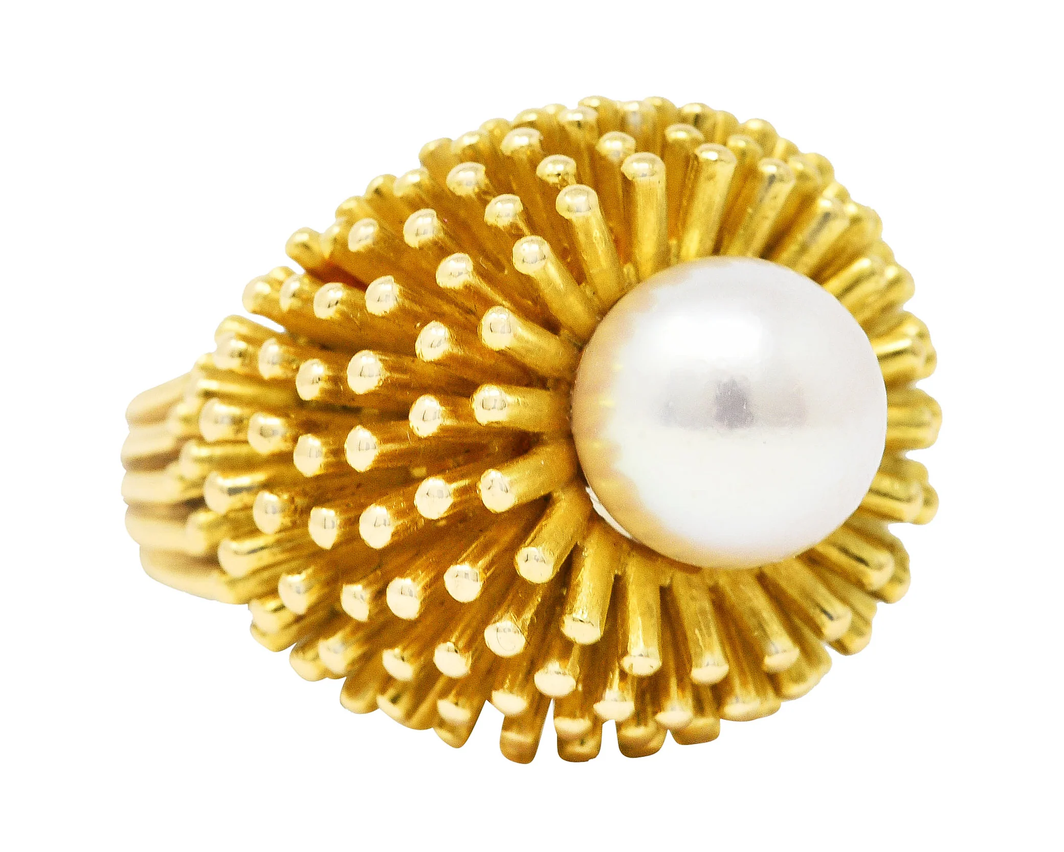 Cartier France 1960's Pearl 18 Karat Yellow Gold Organic Burst Vintage Ring - Image 3