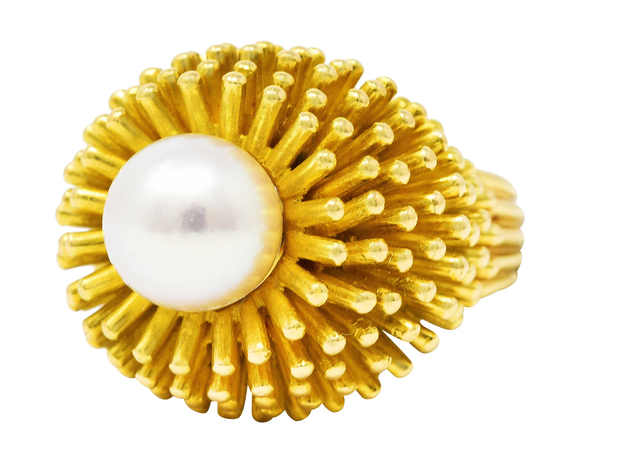Cartier France 1960's Pearl 18 Karat Yellow Gold Organic Burst Vintage Ring - Image 7