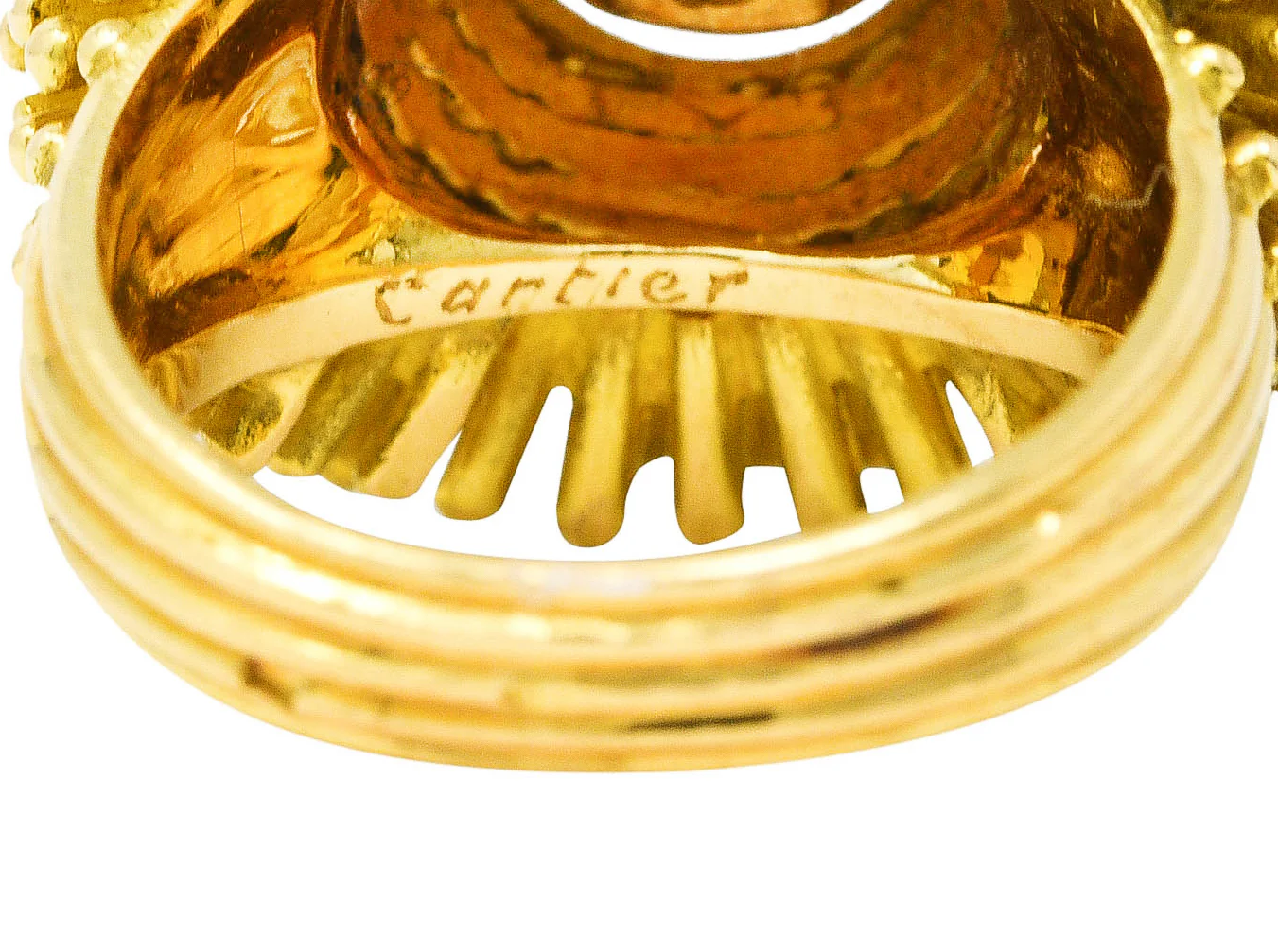Cartier France 1960's Pearl 18 Karat Yellow Gold Organic Burst Vintage Ring - Image 9