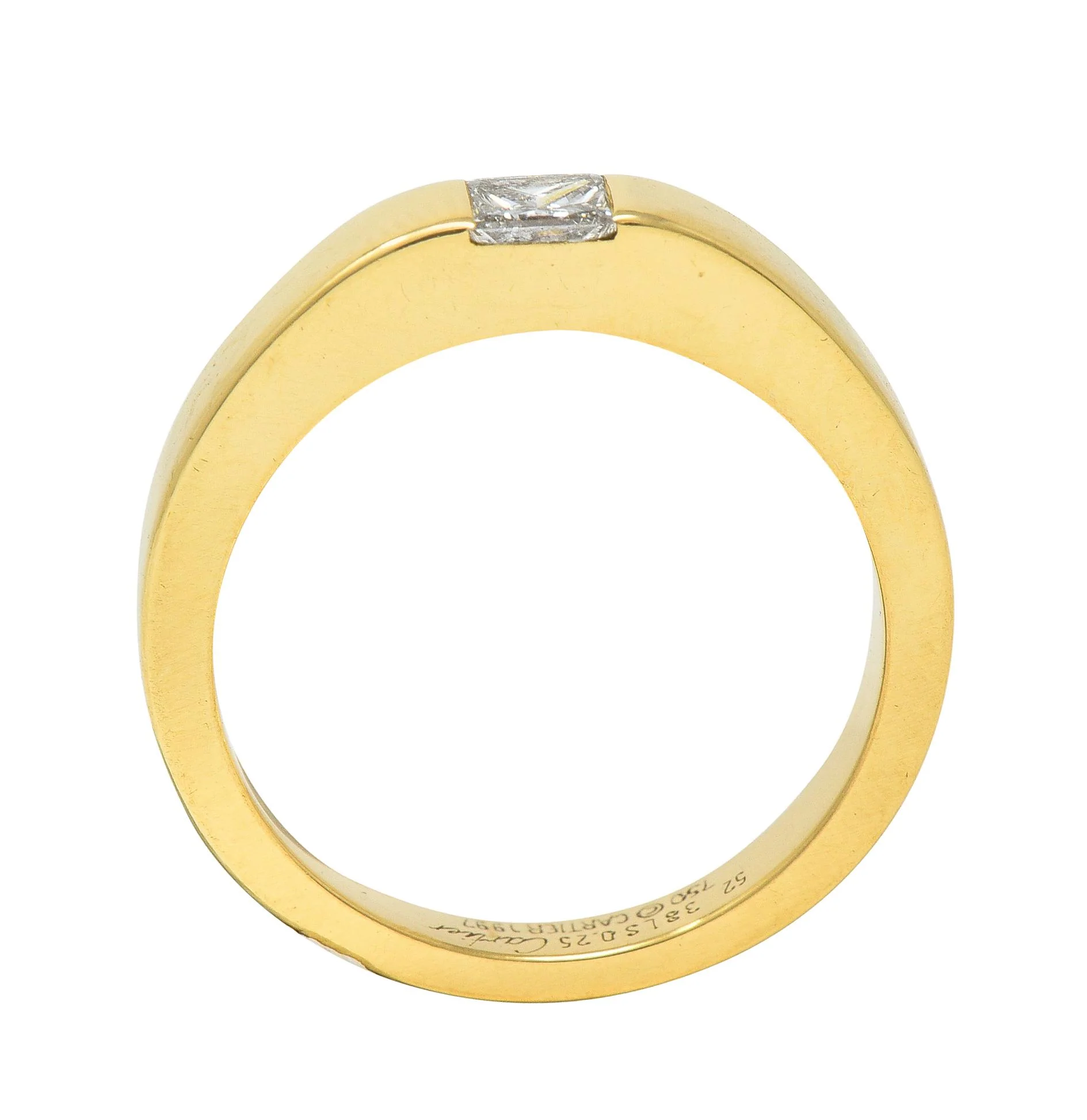 Cartier France 1997 0.25 Ct Princess Cut Diamond 18 Karat Gold Vintage Tank Ring - Image 10