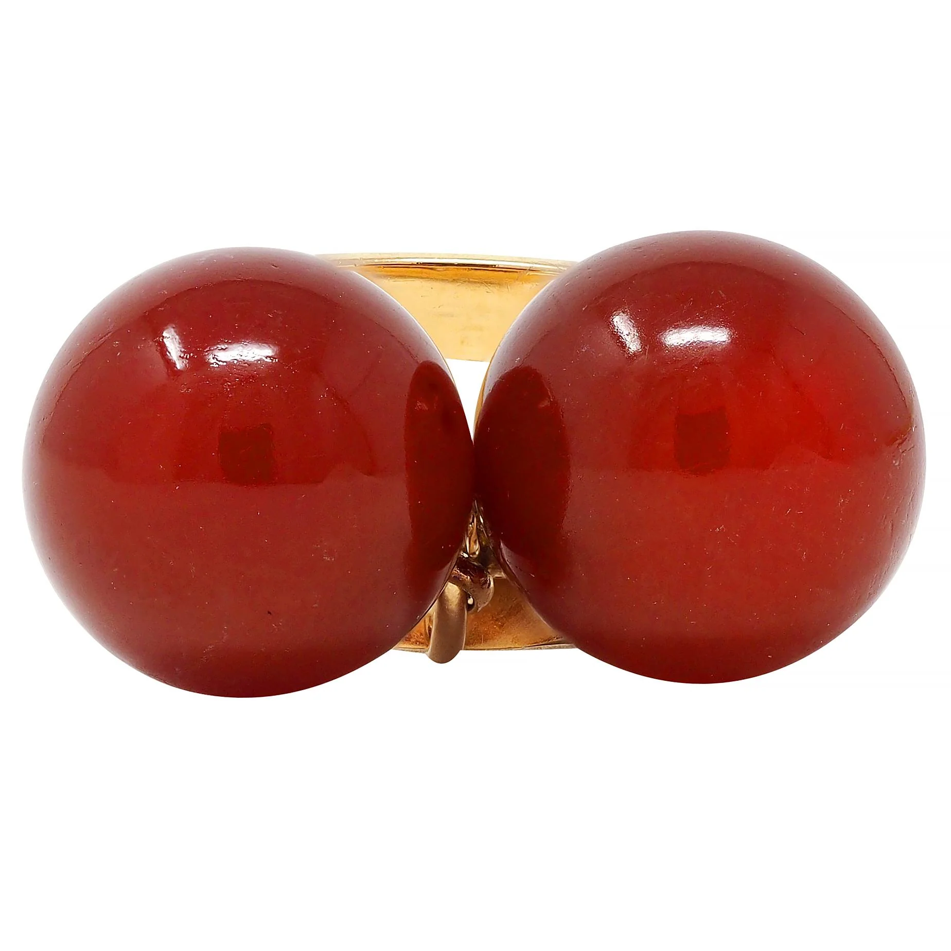 Cartier French 1960's Carnelian 18 Karat Yellow Gold Vintage Bauble Ring - Image 2