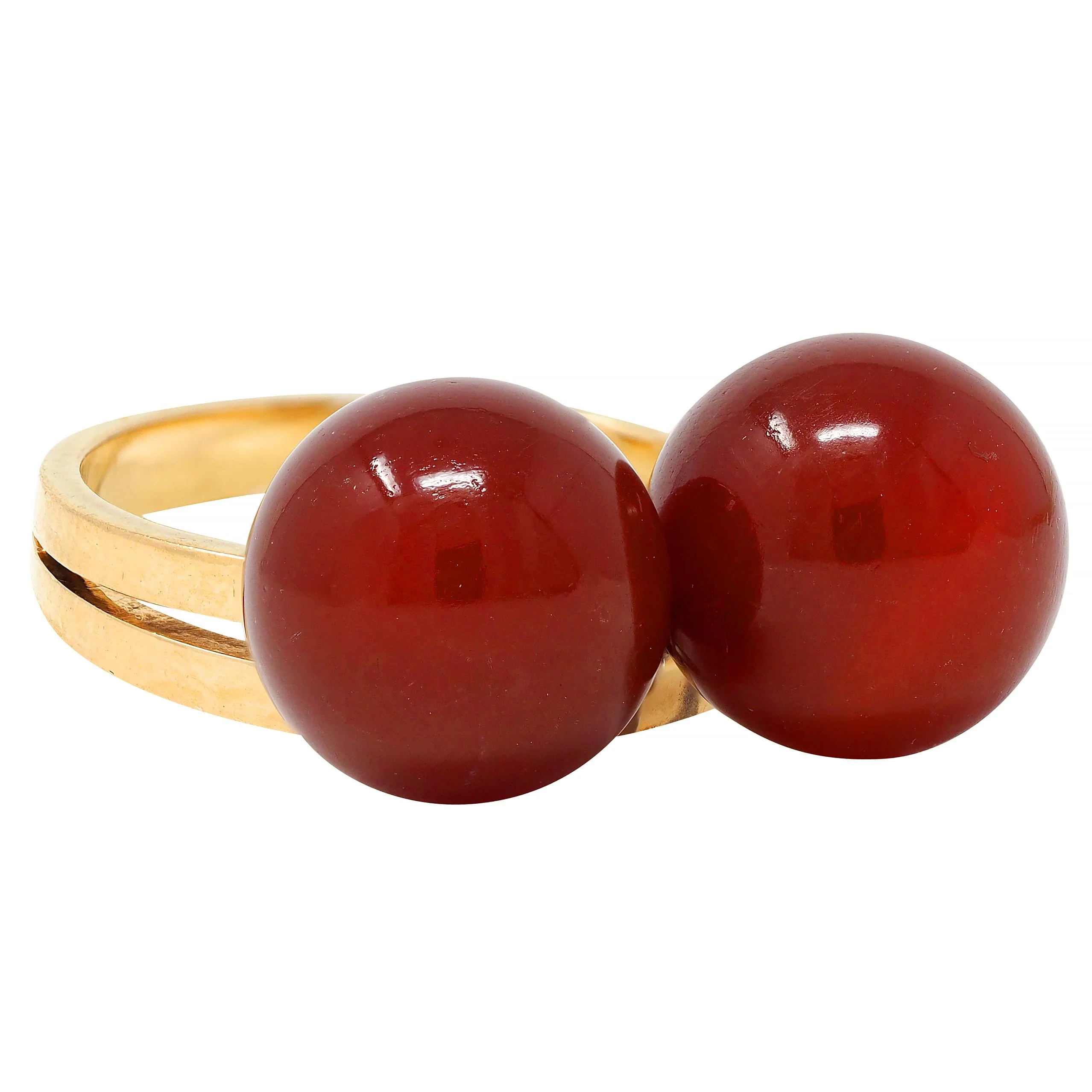 Cartier French 1960's Carnelian 18 Karat Yellow Gold Vintage Bauble Ring - Image 4