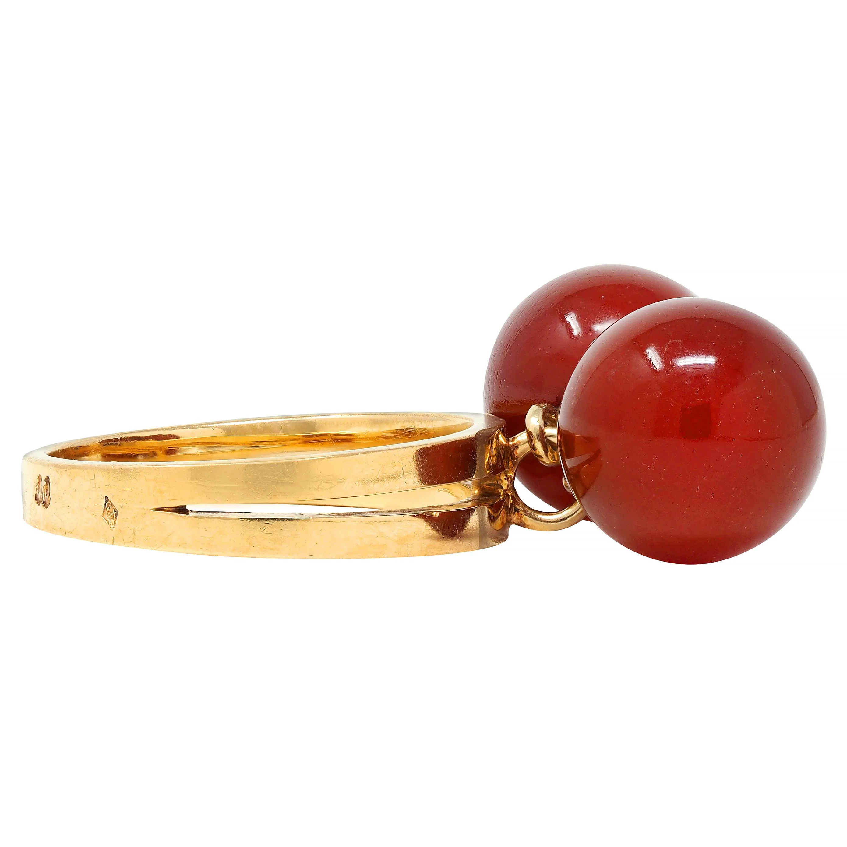 Cartier French 1960's Carnelian 18 Karat Yellow Gold Vintage Bauble Ring - Image 5