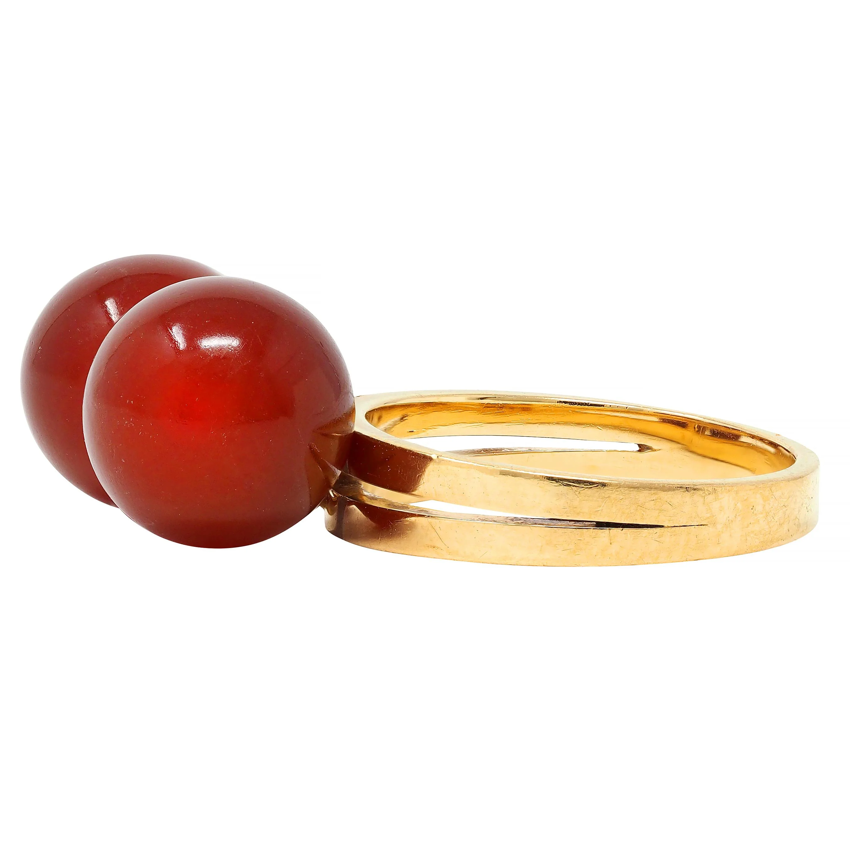 Cartier French 1960's Carnelian 18 Karat Yellow Gold Vintage Bauble Ring - Image 7
