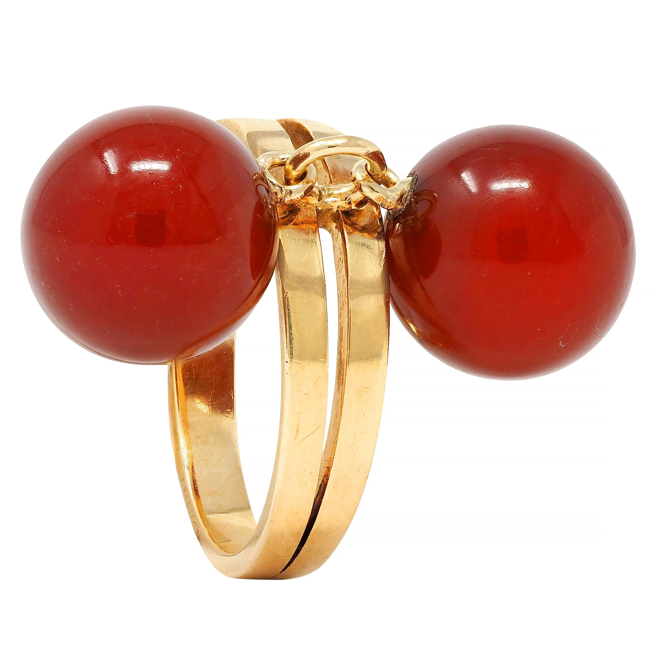 Cartier French 1960's Carnelian 18 Karat Yellow Gold Vintage Bauble Ring - Image 9