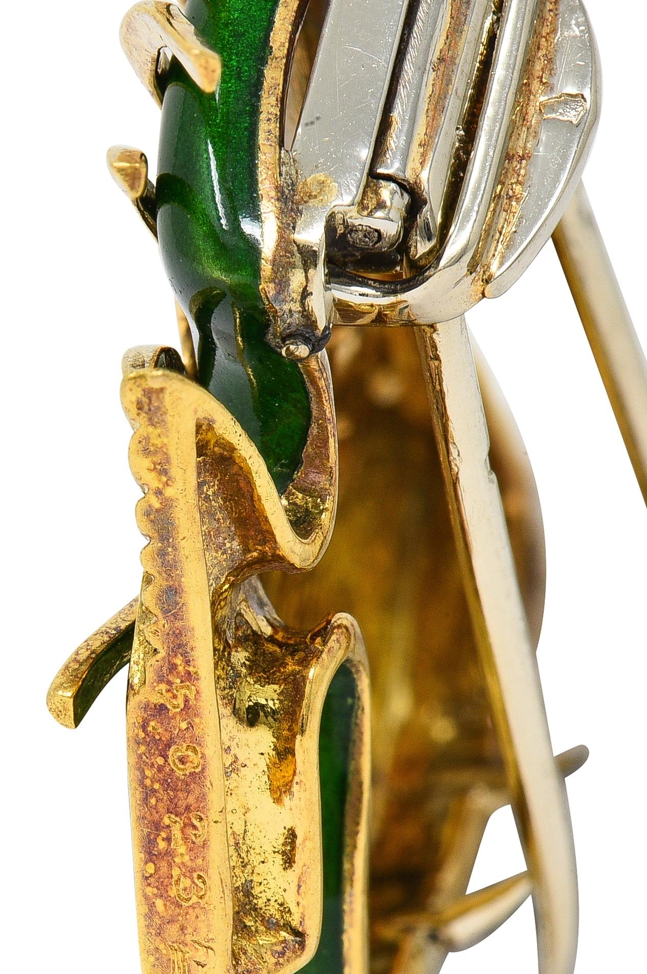 Cartier French 1960's Diamond Enamel 18 Karat Yellow Gold Vintage Tropical Fish Brooch - Image 7