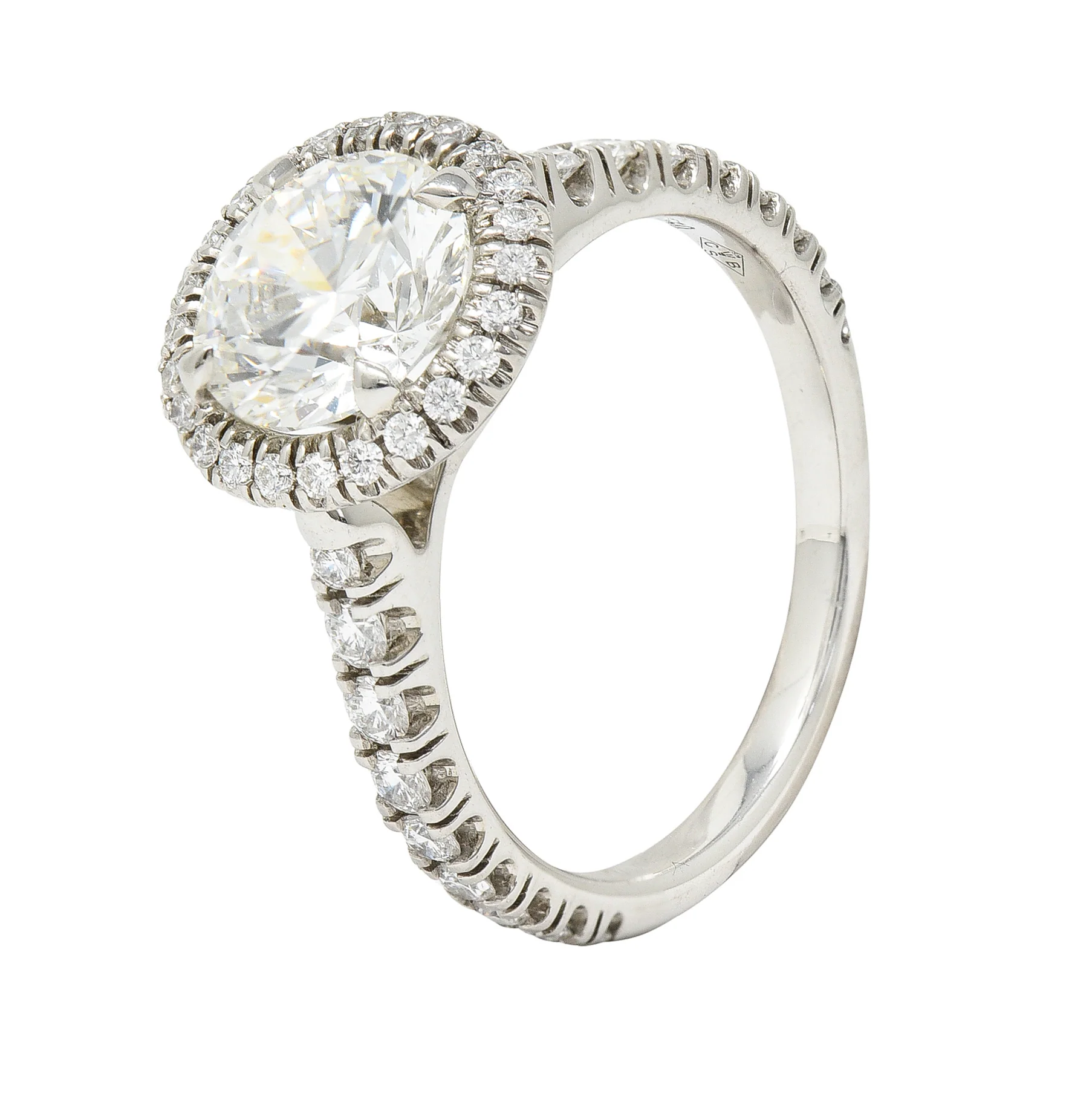 Cartier French 2.15 CTW Round Brilliant Diamond Platinum Destinee Halo Engagement Ring GIA - Image 10