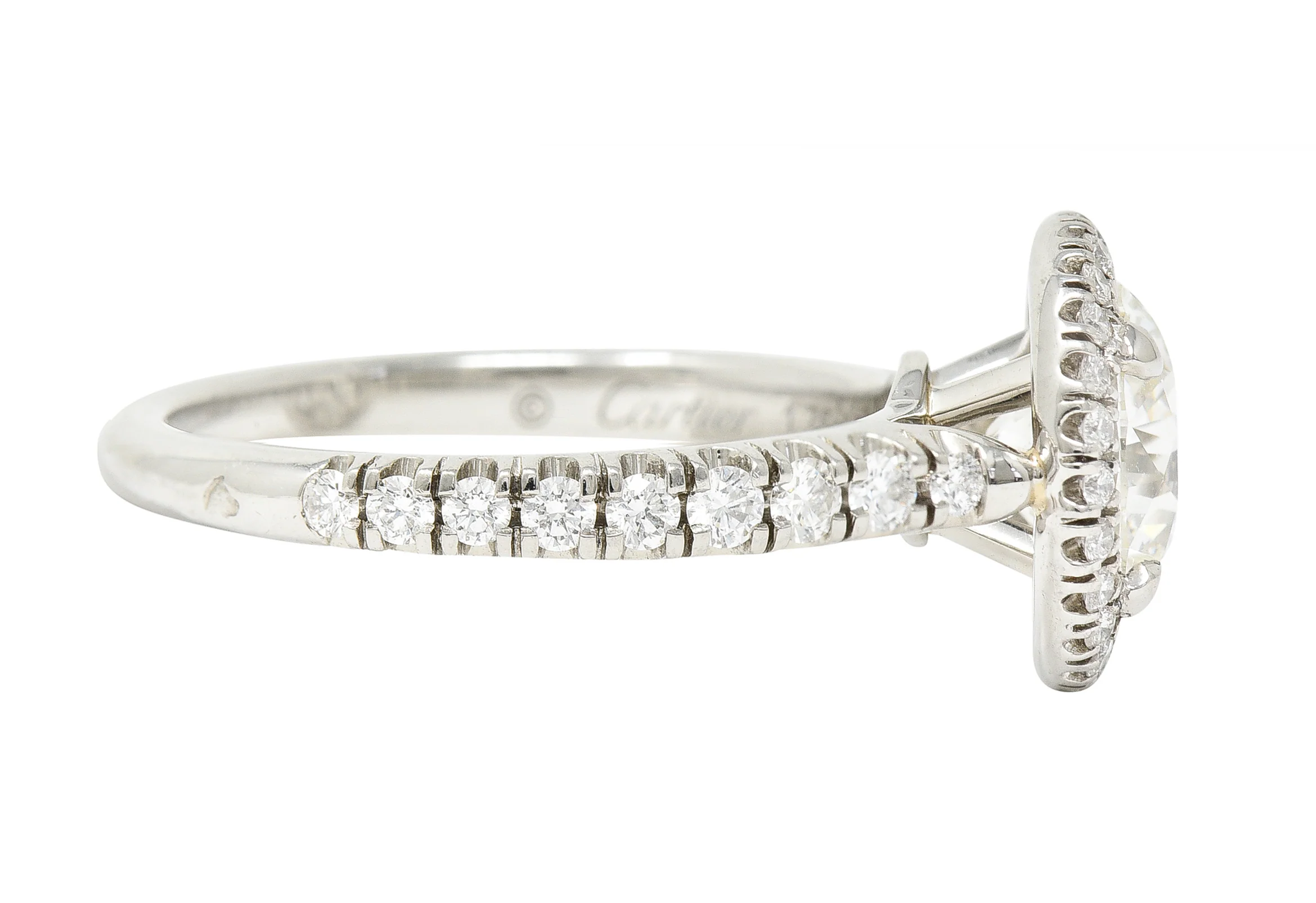 Cartier French 2.15 CTW Round Brilliant Diamond Platinum Destinee Halo Engagement Ring GIA - Image 4