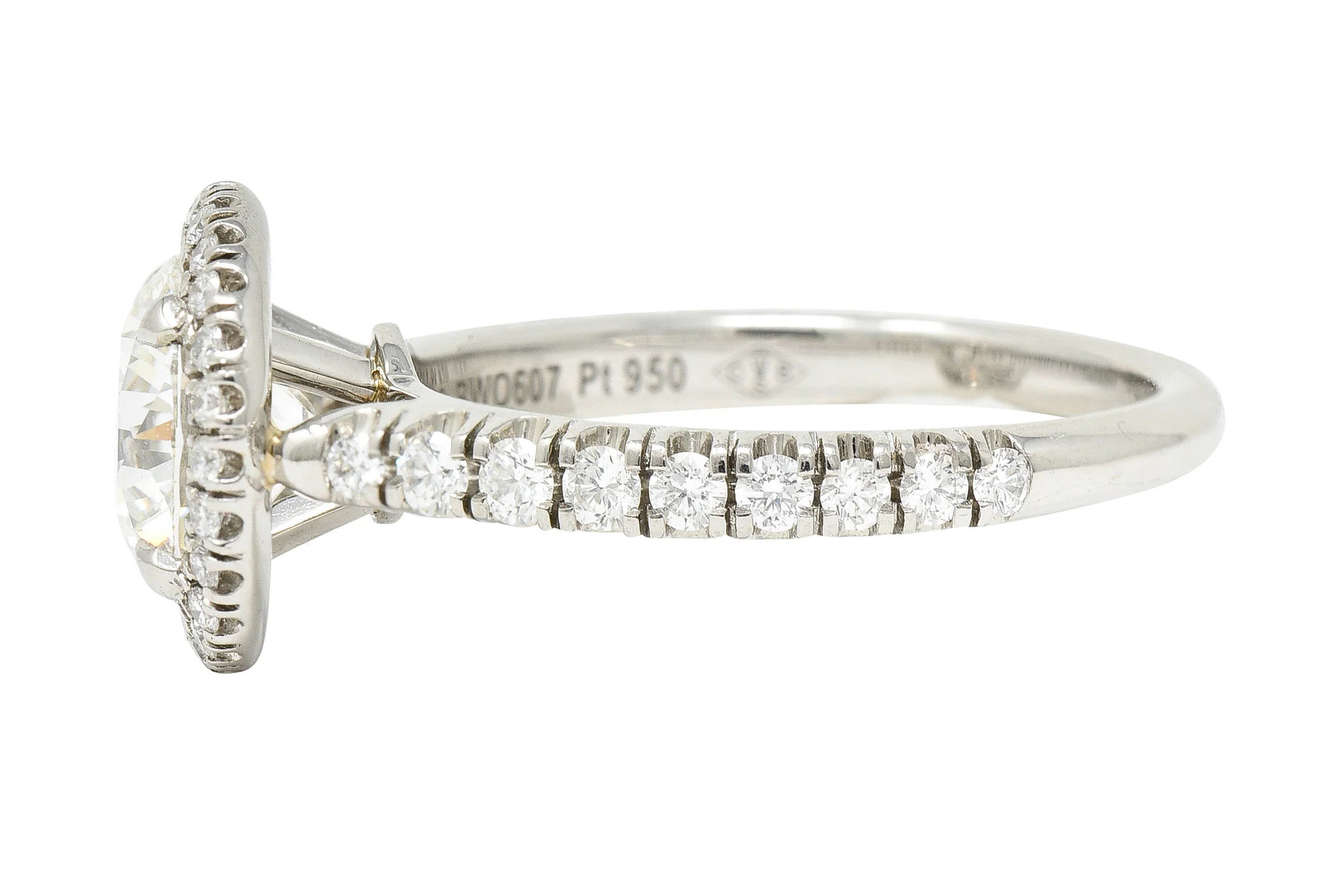 Cartier French 2.15 CTW Round Brilliant Diamond Platinum Destinee Halo Engagement Ring GIA - Image 6