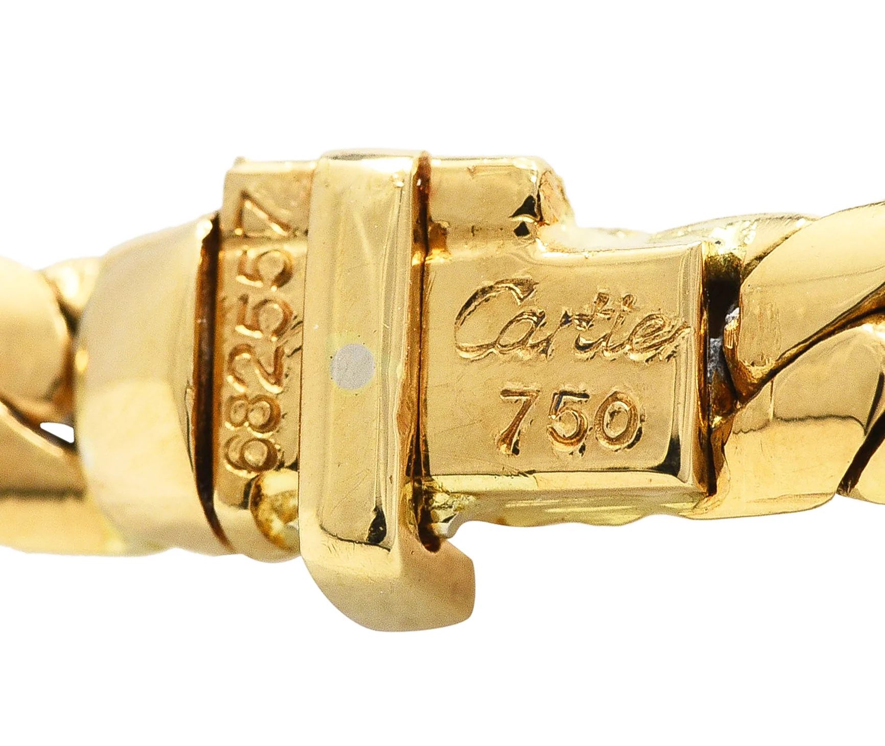 Cartier French 3.12 CTW Diamond 18 Karat Yellow Gold Agrafe Herringbone Twisted Rope Vintage Station Collar Necklace - Image 7