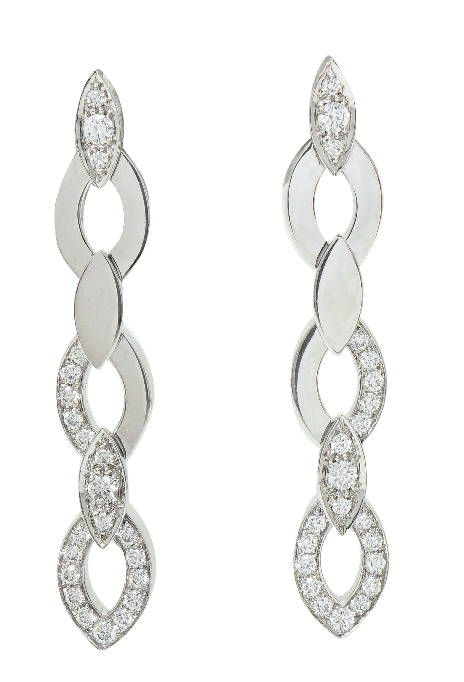 Cartier French Diamond 18 Karat White Gold Diadea Drop Earrings