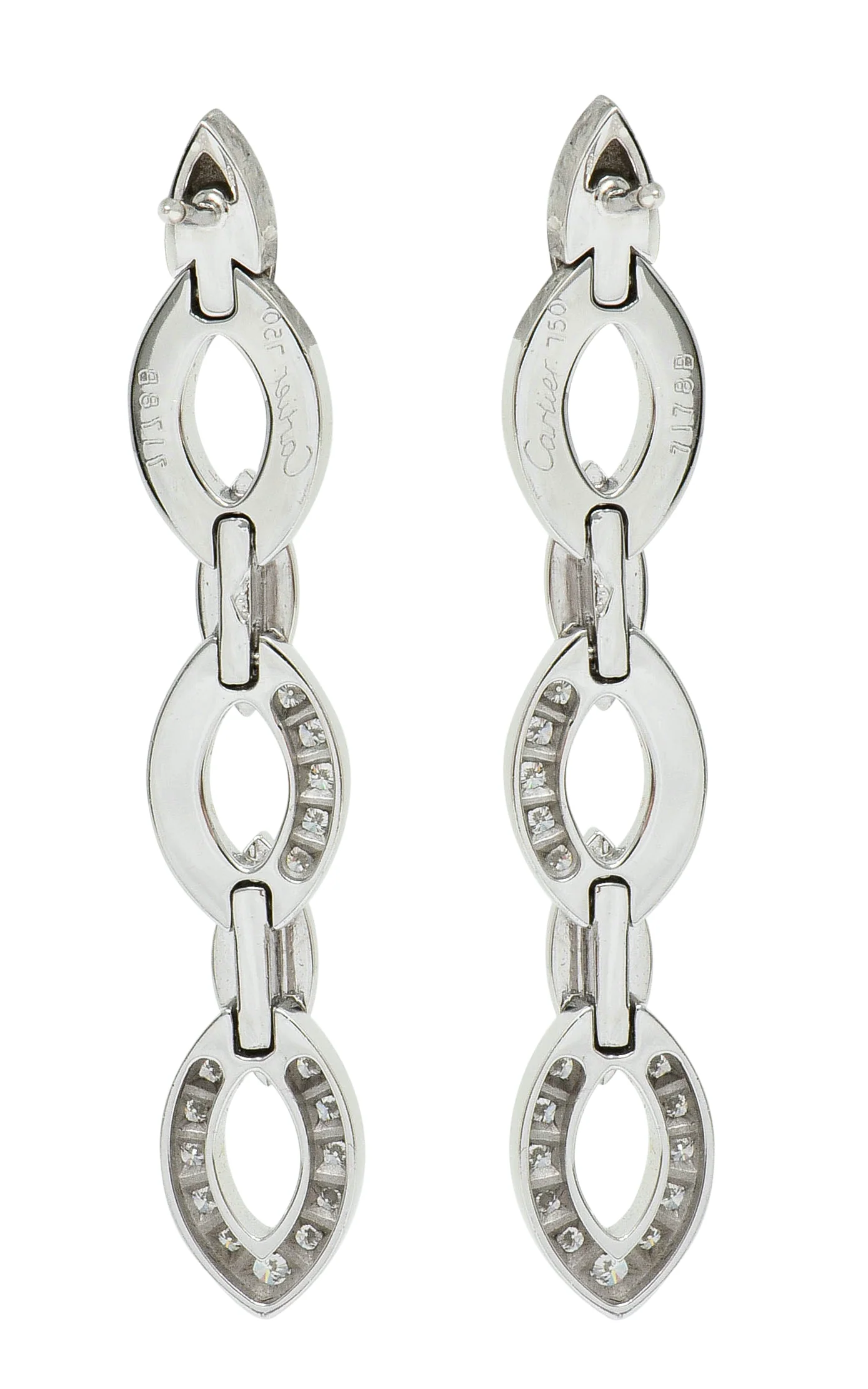 Cartier French Diamond 18 Karat White Gold Diadea Drop Earrings - Image 3