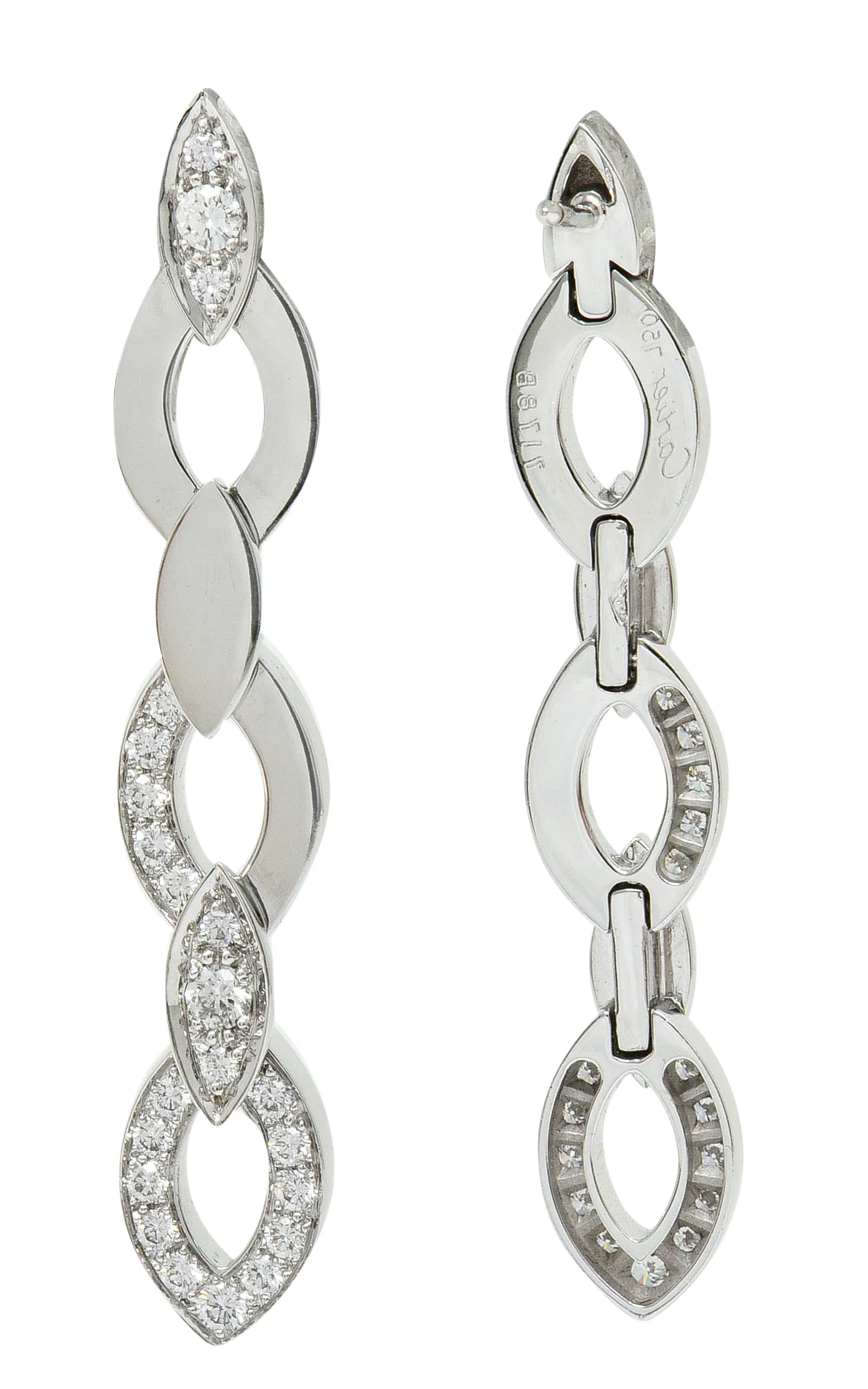 Cartier French Diamond 18 Karat White Gold Diadea Drop Earrings - Image 4