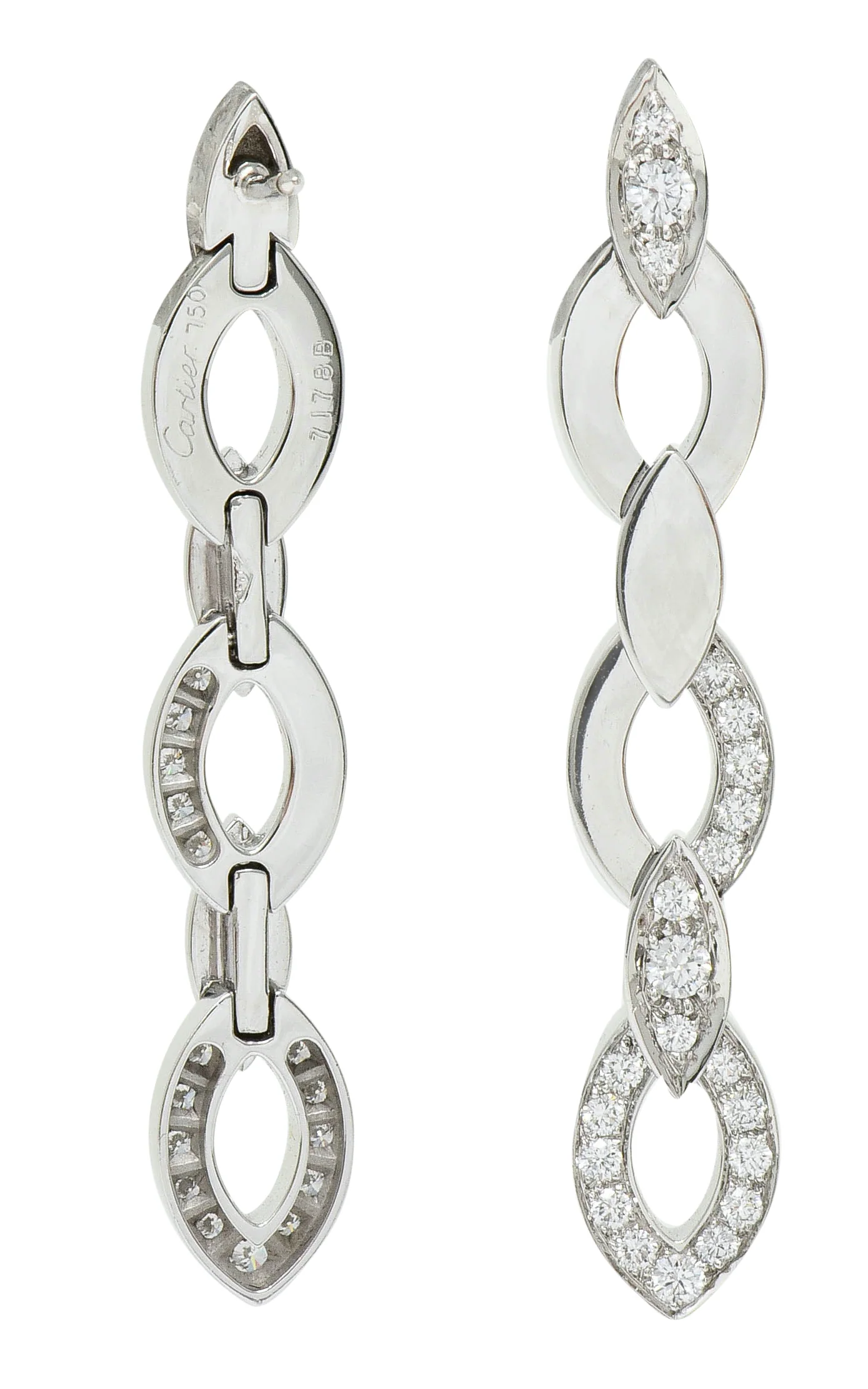 Cartier French Diamond 18 Karat White Gold Diadea Drop Earrings - Image 5