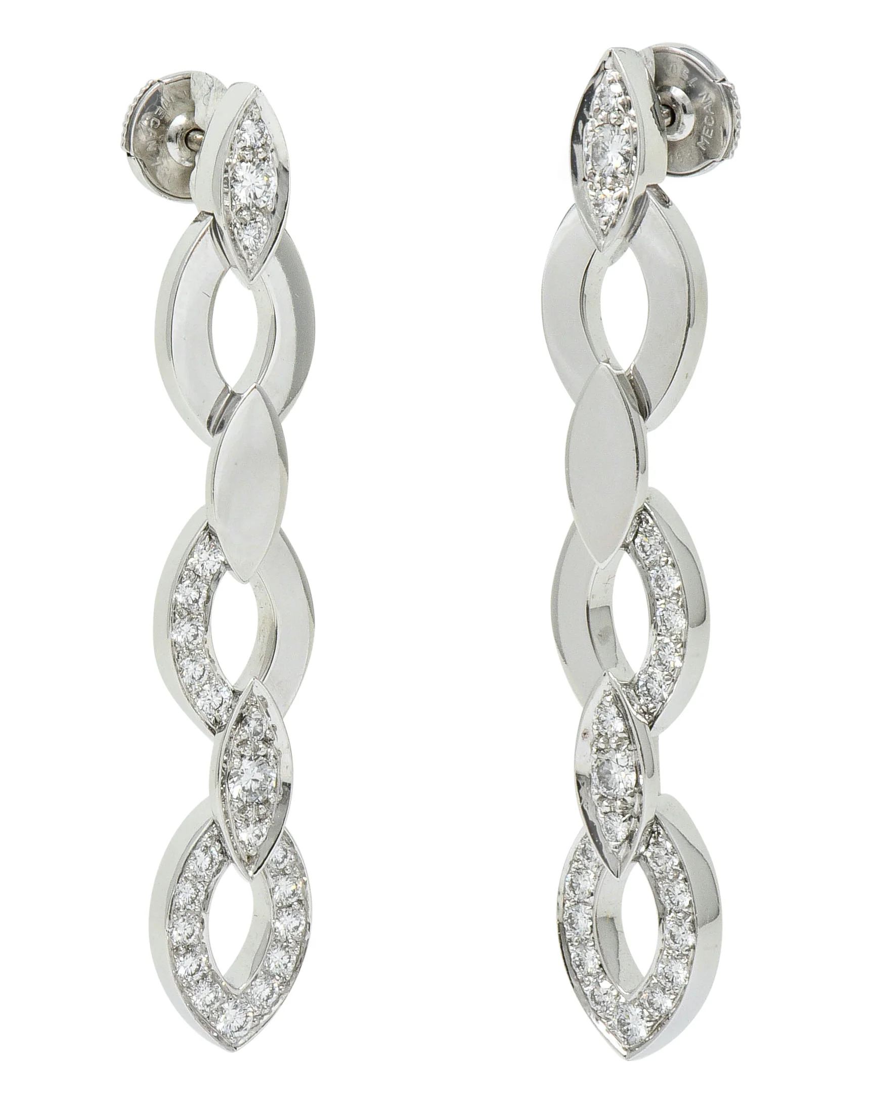Cartier French Diamond 18 Karat White Gold Diadea Drop Earrings - Image 7