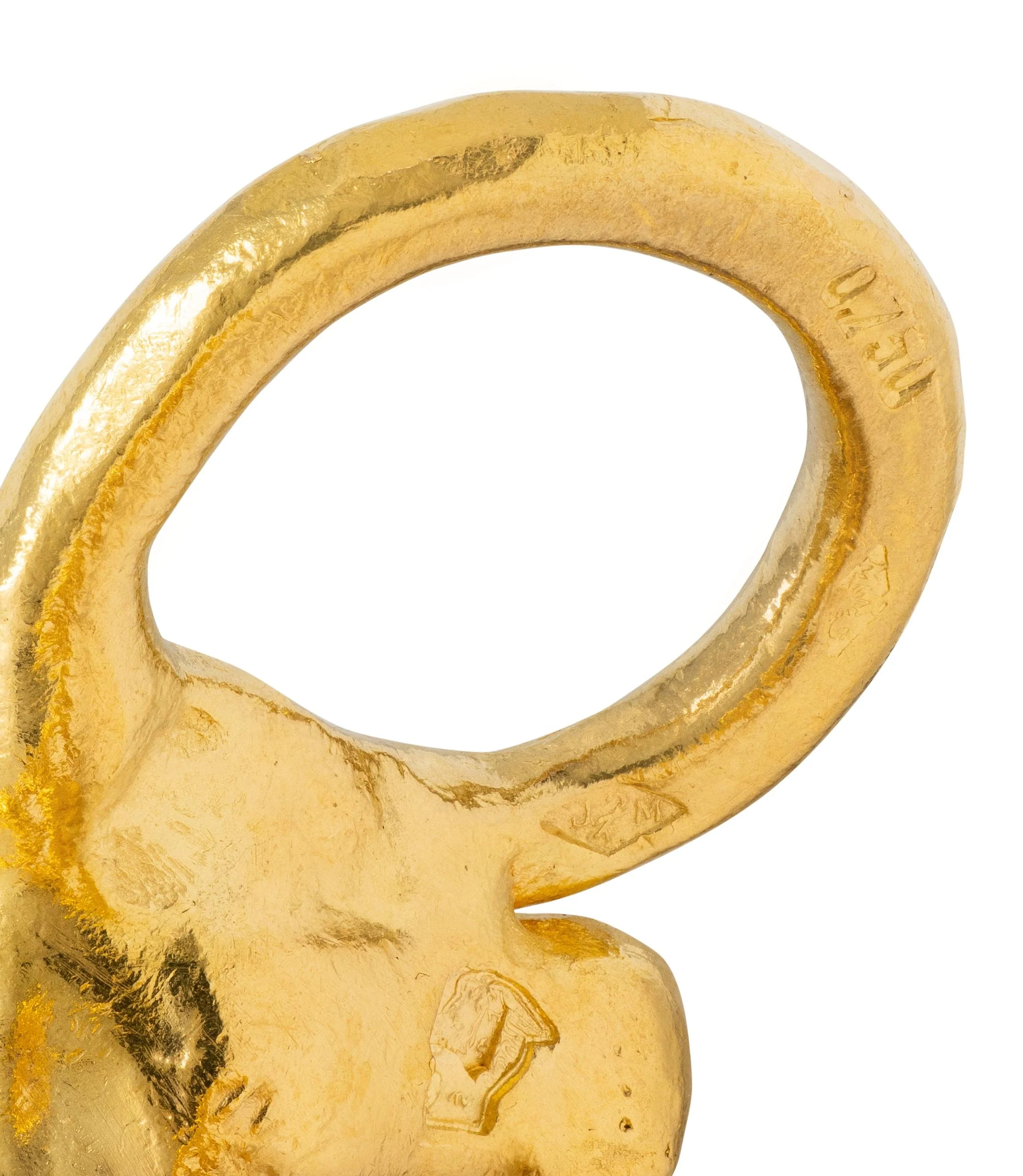 Cartier Jean Mahie French 1970's 22 Karat Yellow Gold Vintage Erotic Brutalist Acrobat Pendant Necklace - Image 12