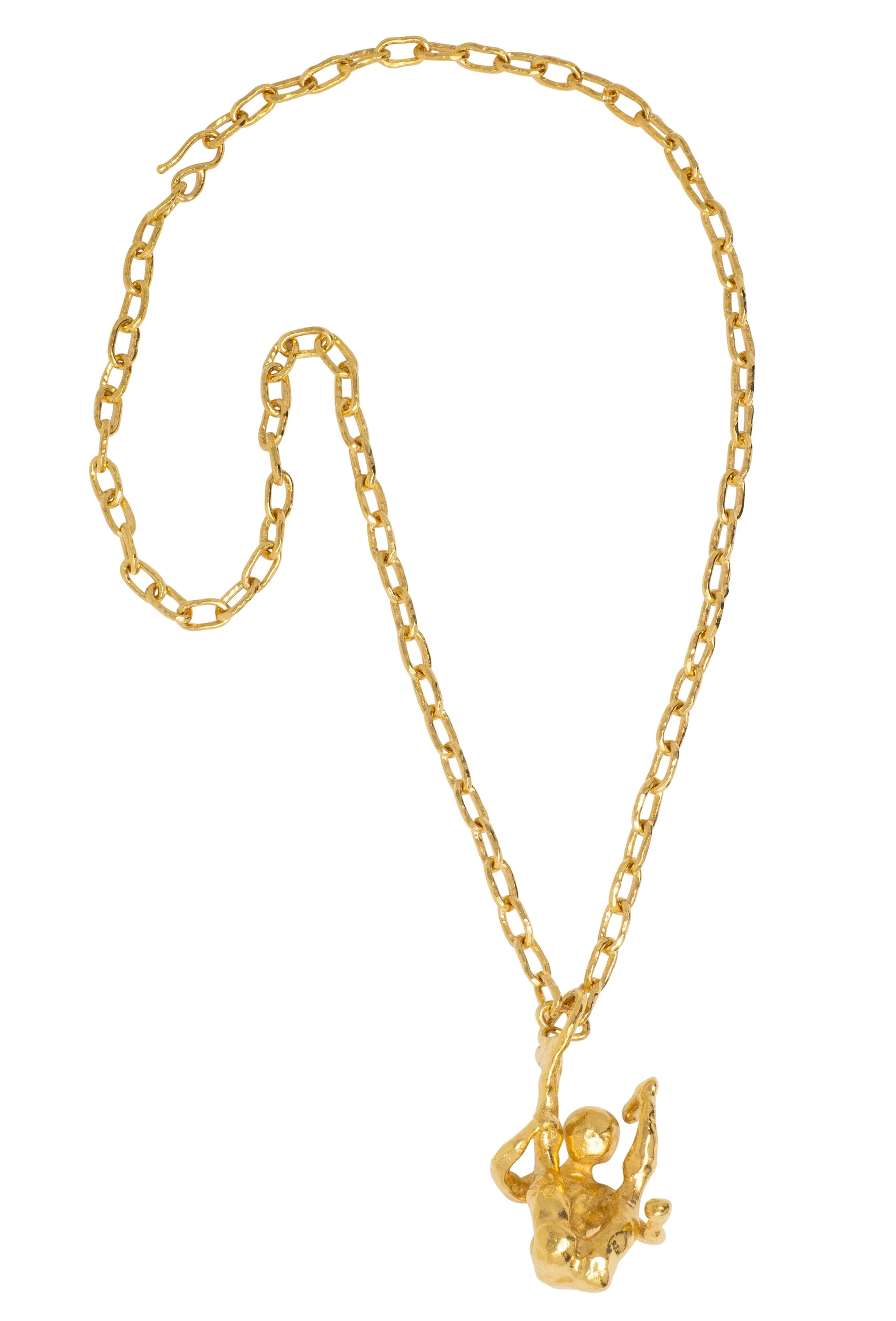 Cartier Jean Mahie French 1970's 22 Karat Yellow Gold Vintage Erotic Brutalist Acrobat Pendant Necklace - Image 3