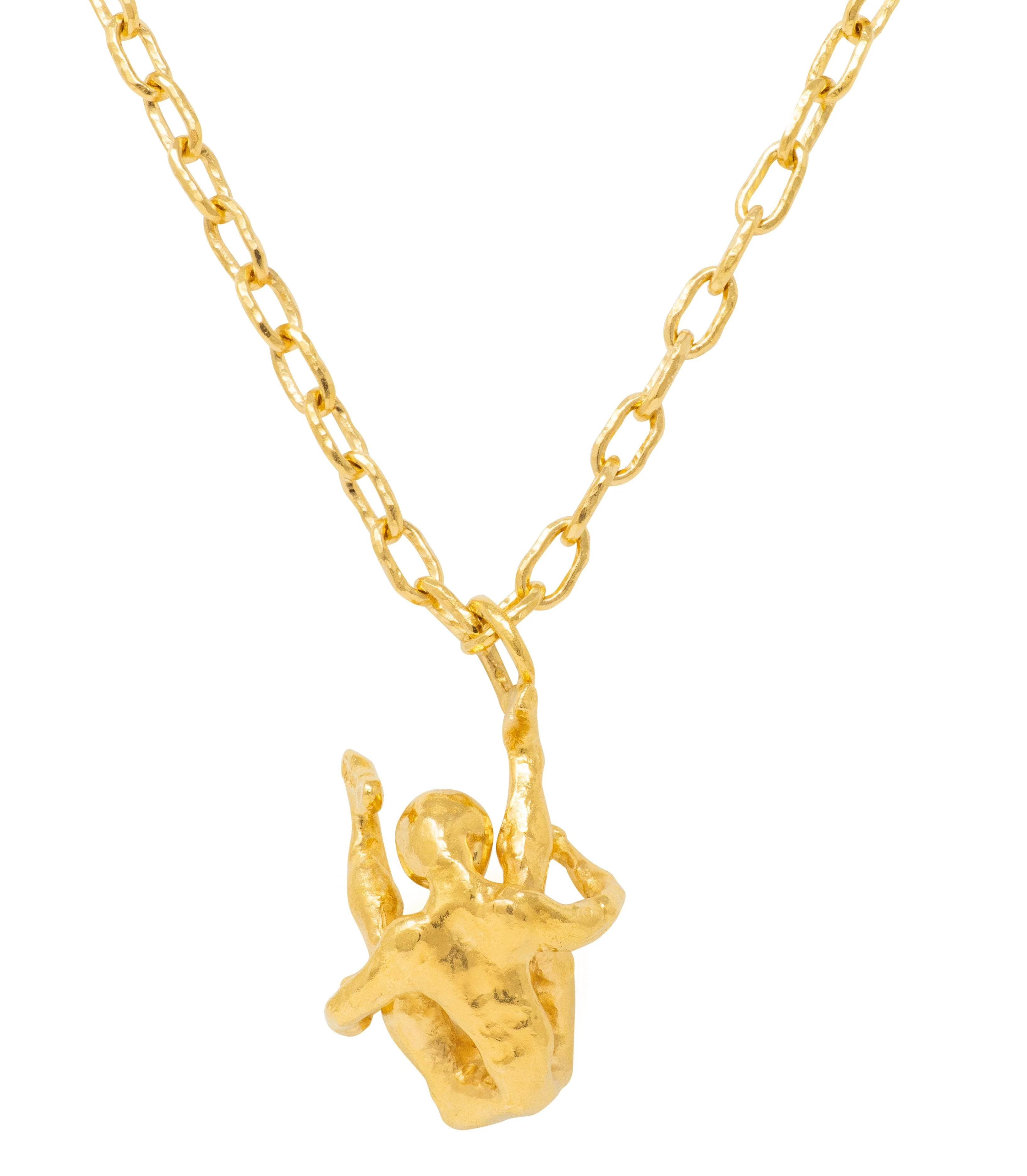 Cartier Jean Mahie French 1970's 22 Karat Yellow Gold Vintage Erotic Brutalist Acrobat Pendant Necklace - Image 5
