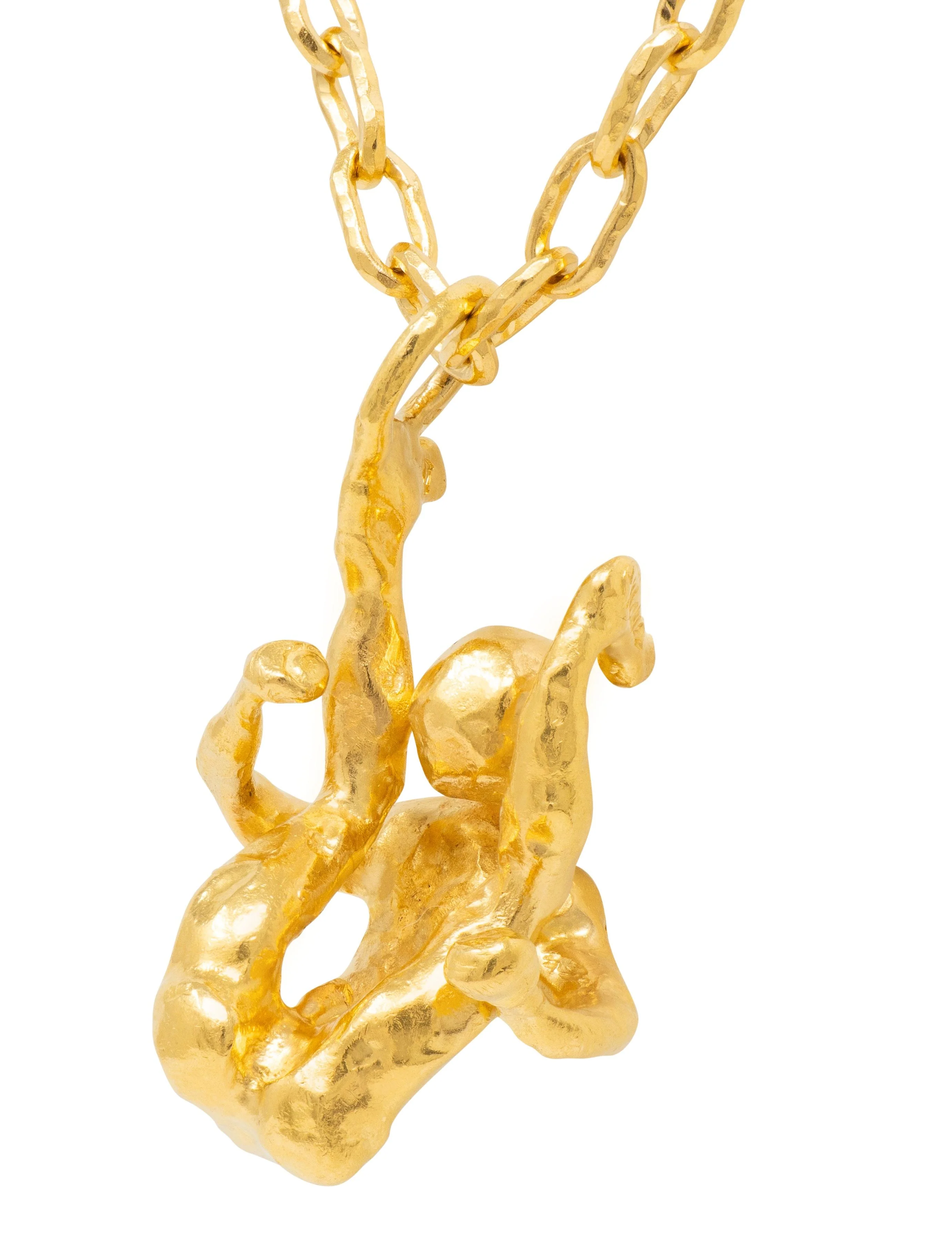 Cartier Jean Mahie French 1970's 22 Karat Yellow Gold Vintage Erotic Brutalist Acrobat Pendant Necklace - Image 7