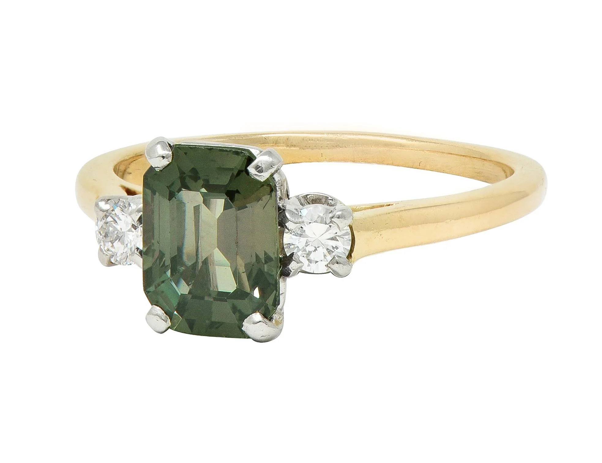 Cartier Mid-Century 1.66 CTW Alexandrite Diamond Platinum 14 Karat Yellow Gold Vintage Ring - Image 8